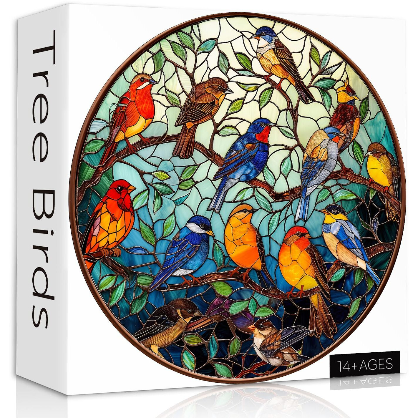 Stained Glass Puzzle Bird Puzzles For Adults 1000 Pieces  Round Bird Tree Jigsaw Puzzle  Impossible Hard Difficult Challenging Puzzles For Adults
