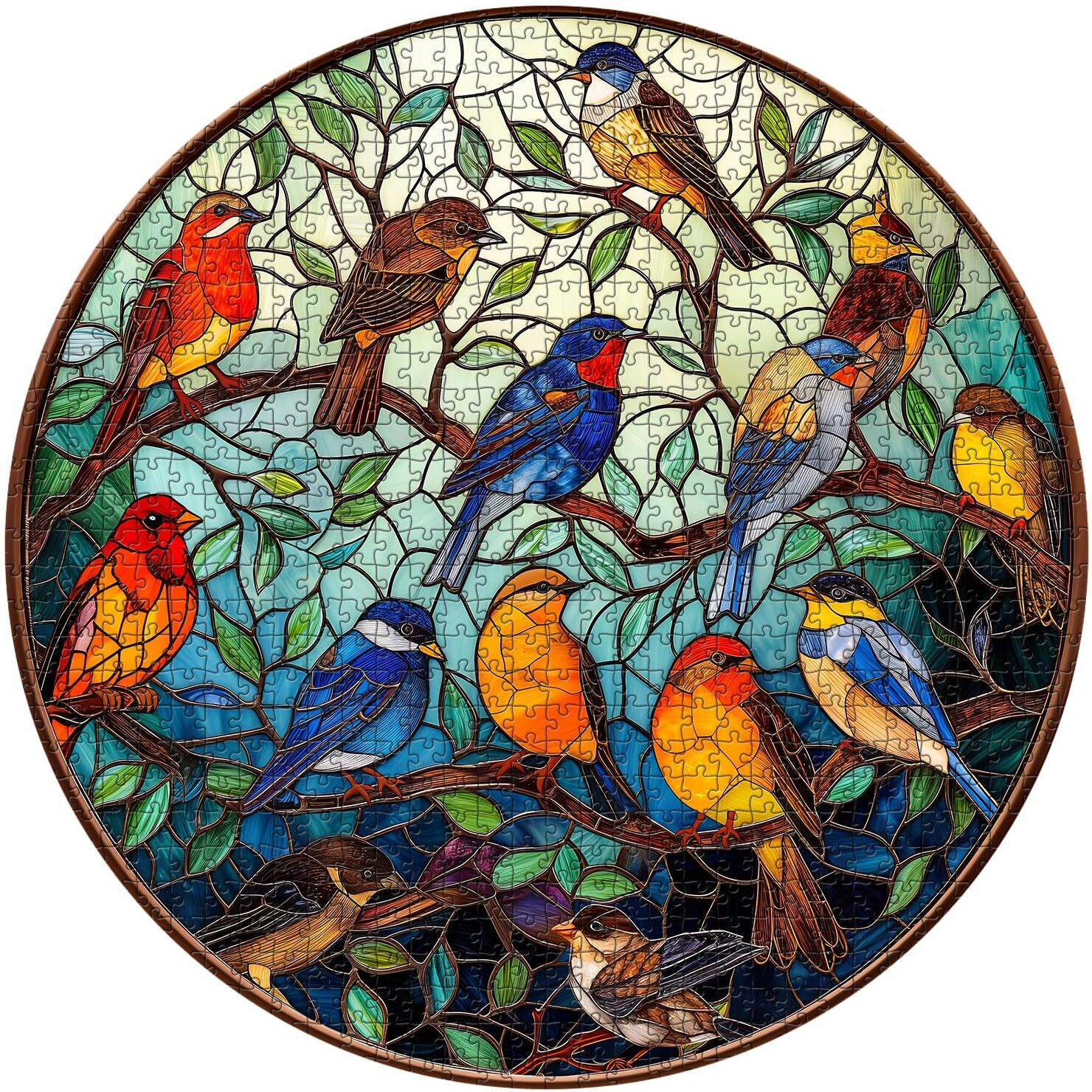 Stained Glass Puzzle Bird Puzzles For Adults 1000 Pieces  Round Bird Tree Jigsaw Puzzle  Impossible Hard Difficult Challenging Puzzles For Adults