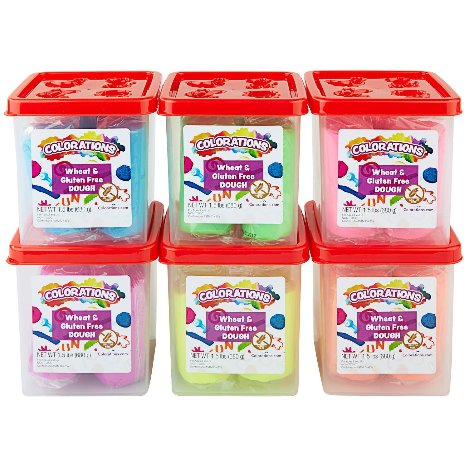 Colorations Wheat & Gluten Free Neon Dough Classroom Pack - 6 Colors | Non-Toxic  Play Dough  Bulk Set  Sensory Kit  Party Favors  Teacher Must Haves