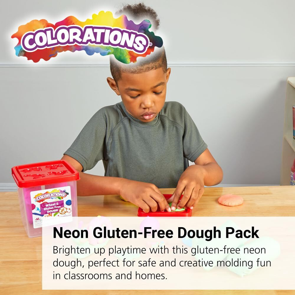 Colorations Wheat & Gluten Free Neon Dough Classroom Pack - 6 Colors | Non-Toxic  Play Dough  Bulk Set  Sensory Kit  Party Favors  Teacher Must Haves