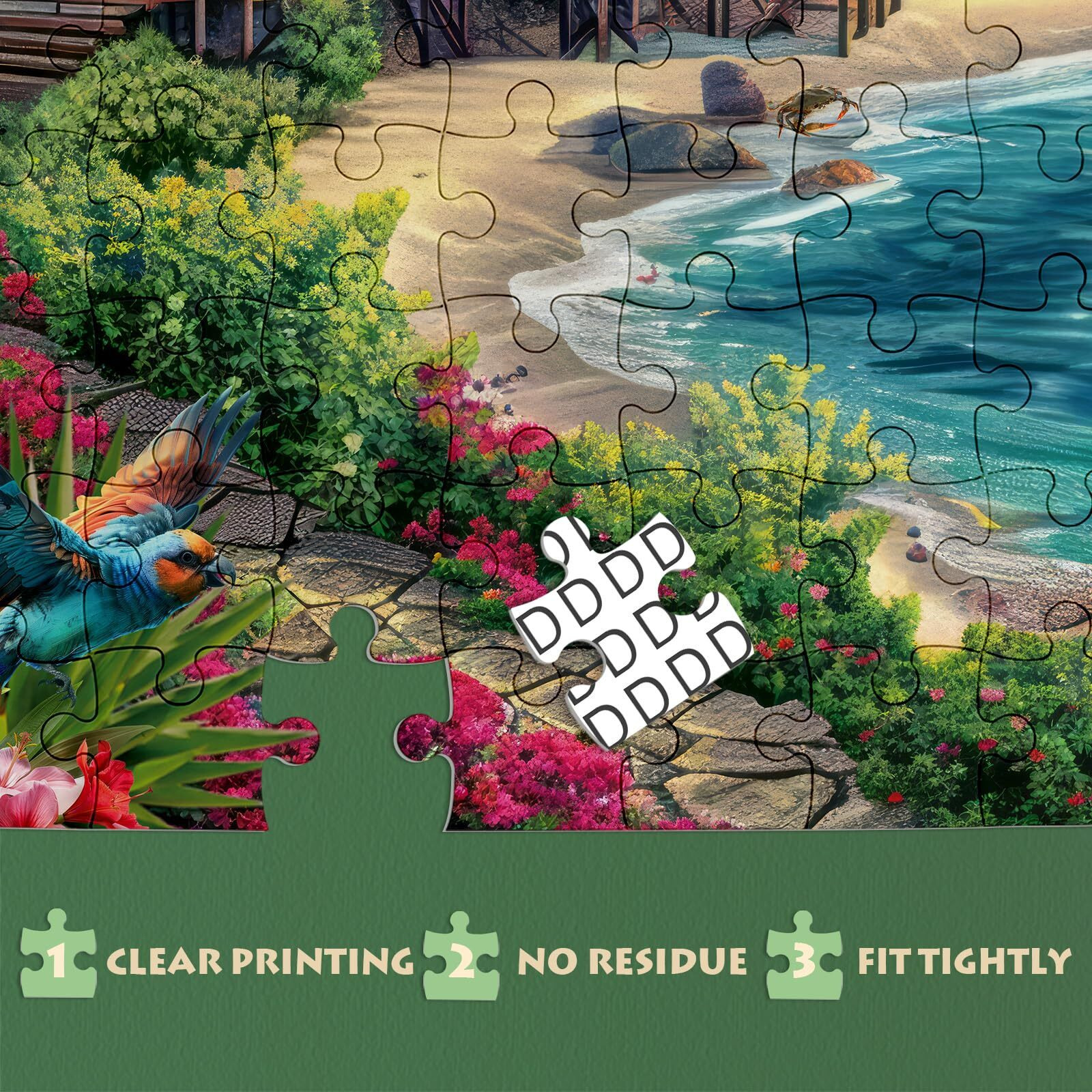 Beach Ocean Puzzles For Adults 1000 Pieces Nature  Summer Hawaii Landscape Scenic Jigsaw Puzzles  Bird Plant Flower Fish Sea Turtle Scenery Puzzle