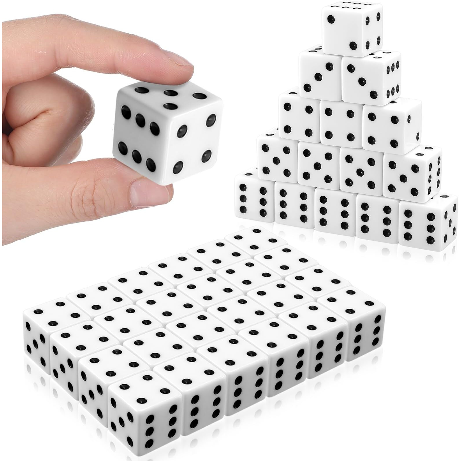 Poen 30 Pcs Standard Game Dice 25 Mm Casino Theme Party Dice Large Opaque Jumbo Dice Acrylic D6 Dice Bulk Casino Dice For Casino Theme Party Board Games Vegas Birthday Party SupplyWhite
