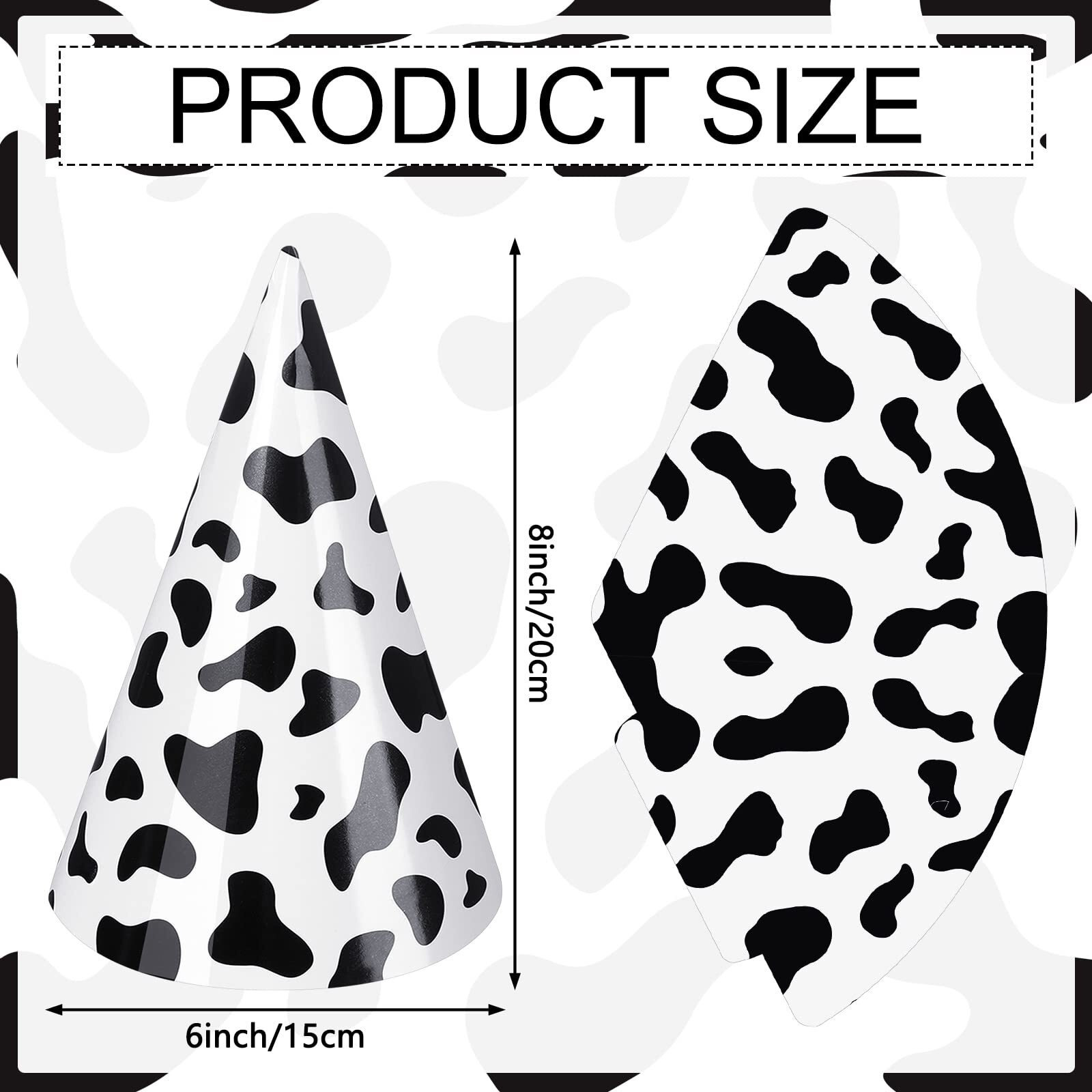30 Pieces Birthday Party Hats Car/Cow Themed Paper Cone Hat Birthday Party Supplies Decorations For Kids(Milk Cow)