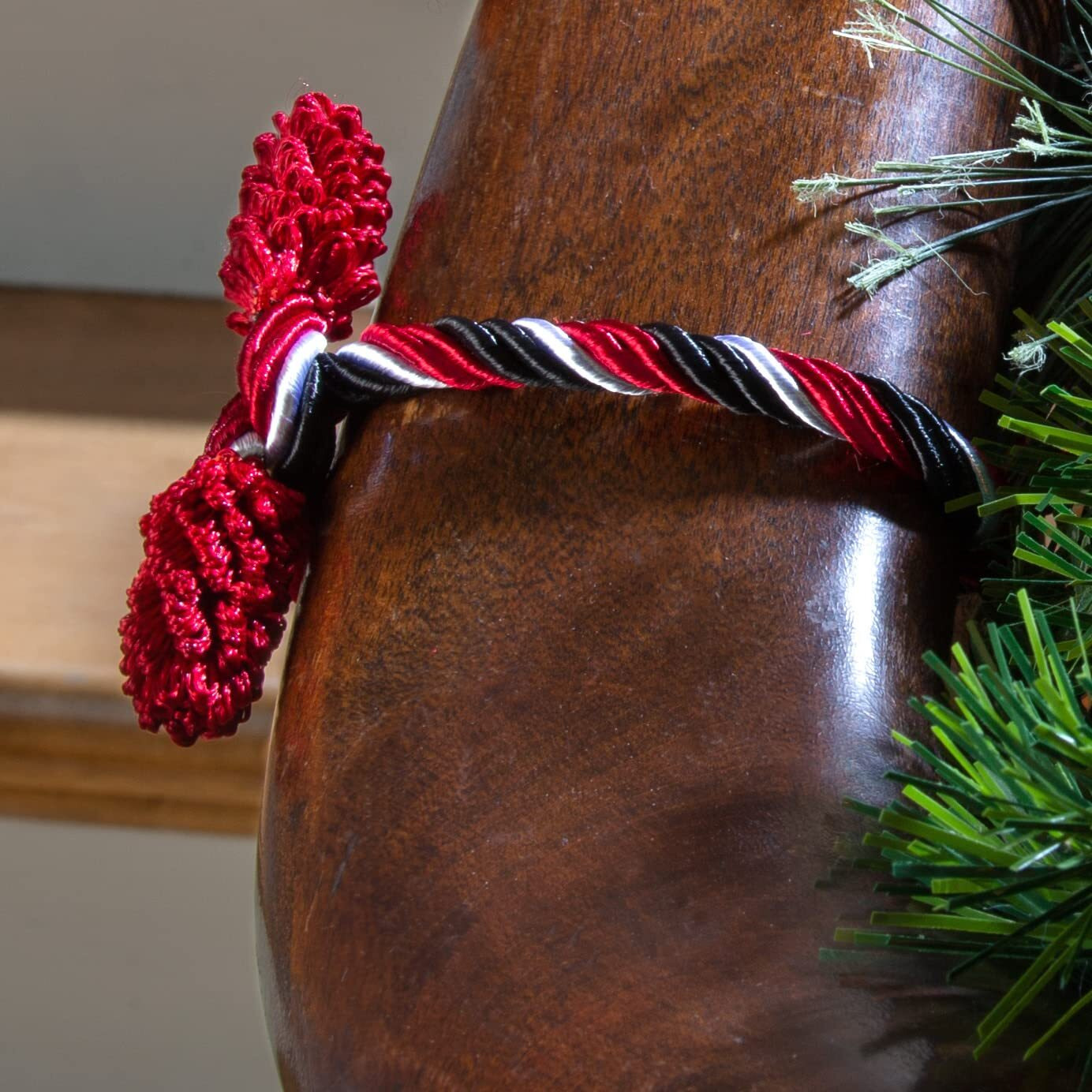Haute Decor Decorative Twist Ties  6 Pack  16 Inches (Black/Red/White) - Hang Garland  Lights  Decorations From Bannister Or Railings For Christmas Holidays Or Use Year-Round