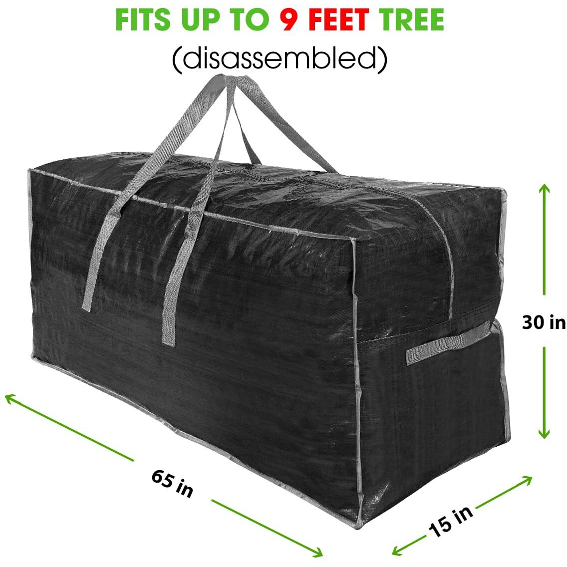 Artificial Tree Storage Bag By Propik | Perfect For Up To 9 Tall Disassembled Tree | 65  X 15  X 30  Holiday Tree Storage Case | Xmas Storage Container With Handles And Sleek Zipper (Black)