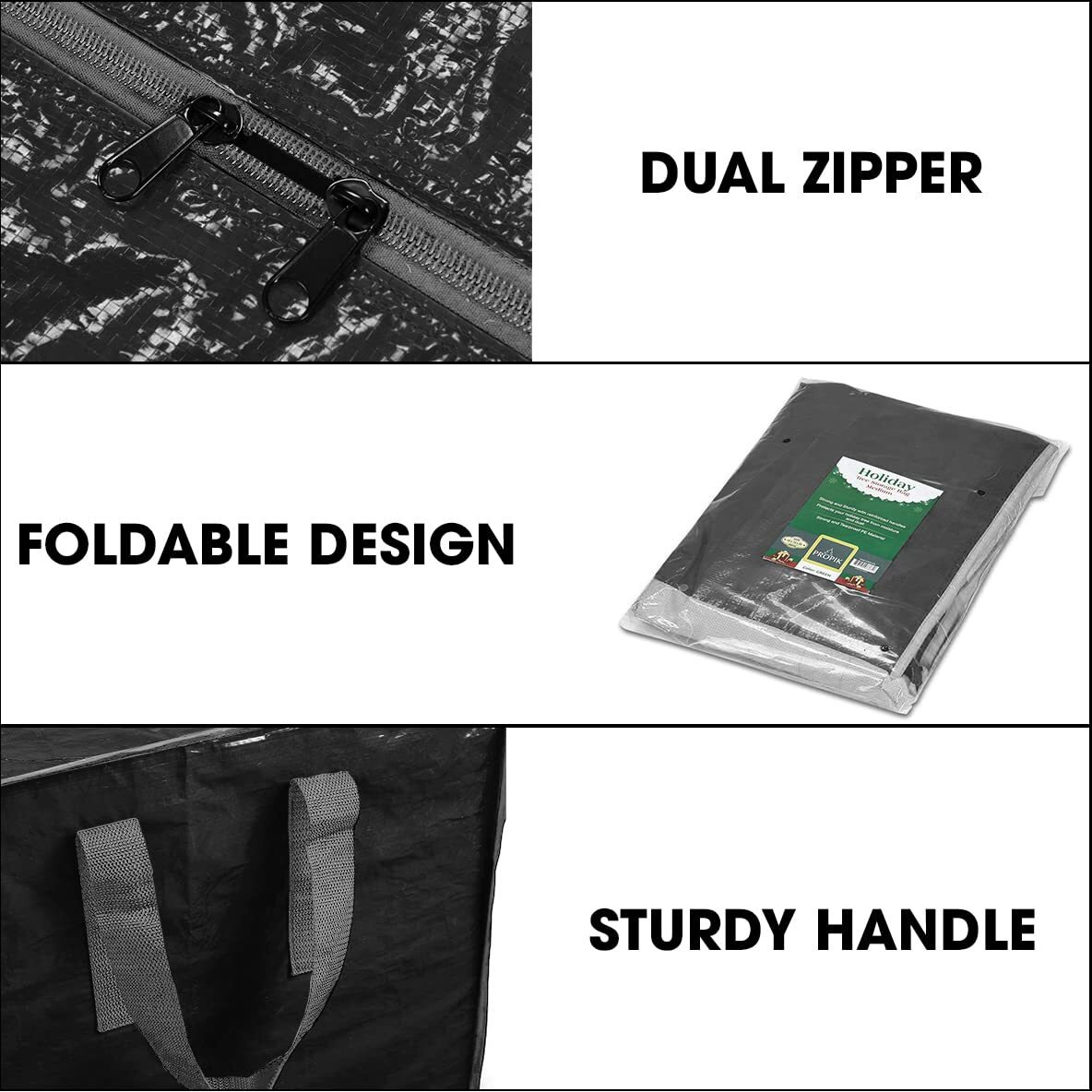 Artificial Tree Storage Bag By Propik | Perfect For Up To 9 Tall Disassembled Tree | 65  X 15  X 30  Holiday Tree Storage Case | Xmas Storage Container With Handles And Sleek Zipper (Black)