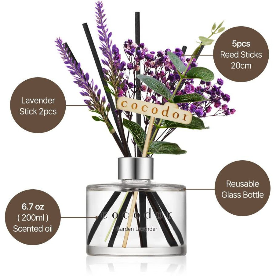Cocodor Lavender Reed Diffuser/White Jasmine/6.7Oz/1Pack / Home Fragrance Scent Essential Oil Stick Diffuser For Bedroom Bathroom Home DCor