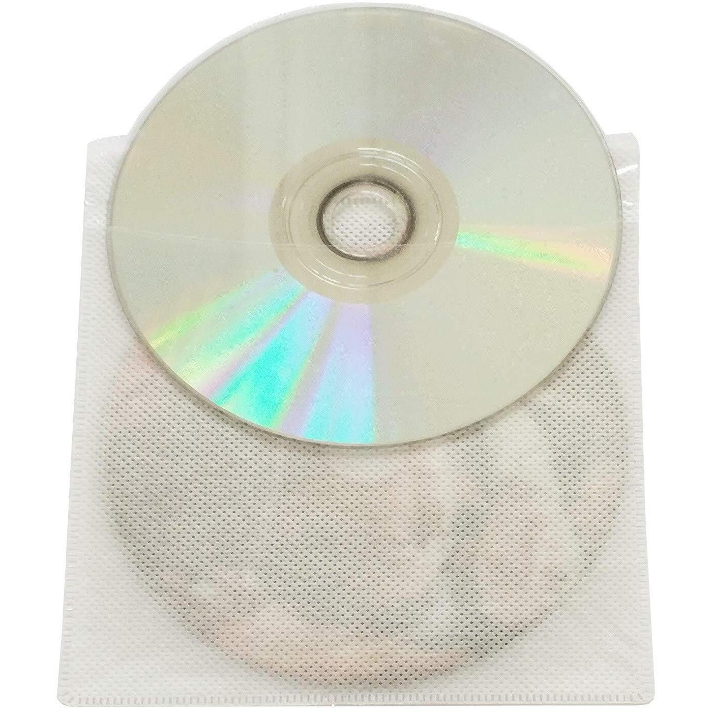 Haplives Cd/Dvd/Bluray Sleeves Double-Sided Refill Plastic Sleeve For Cd And Dvd Storage Binders 100 Pack (White)