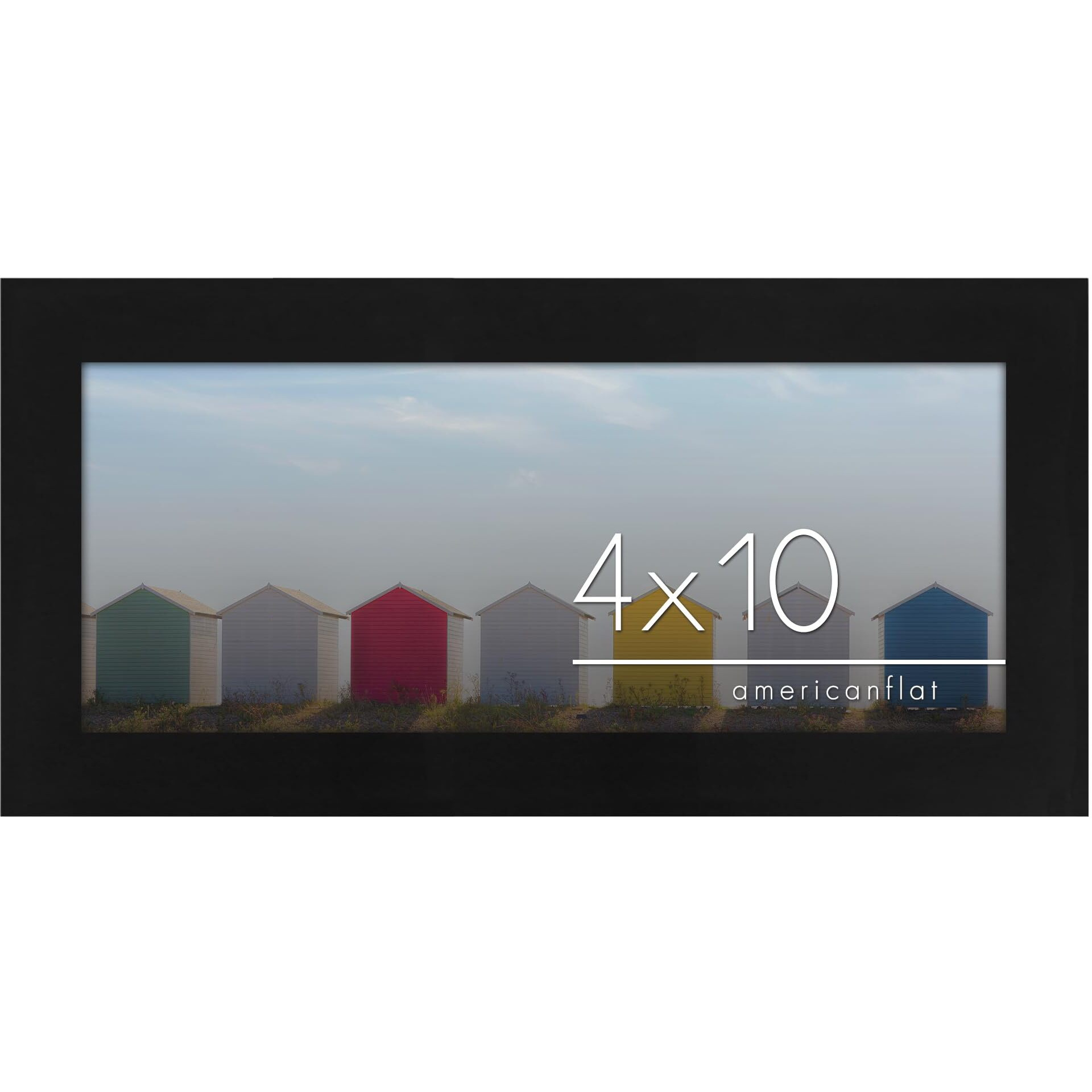 Americanflat 4X10 Picture Frame With Shatter-Resistant Glass - Gallery Style Frame With Engineered Wood - Signature Collection - Photo Frame For Tabletop And Wall Display - Black
