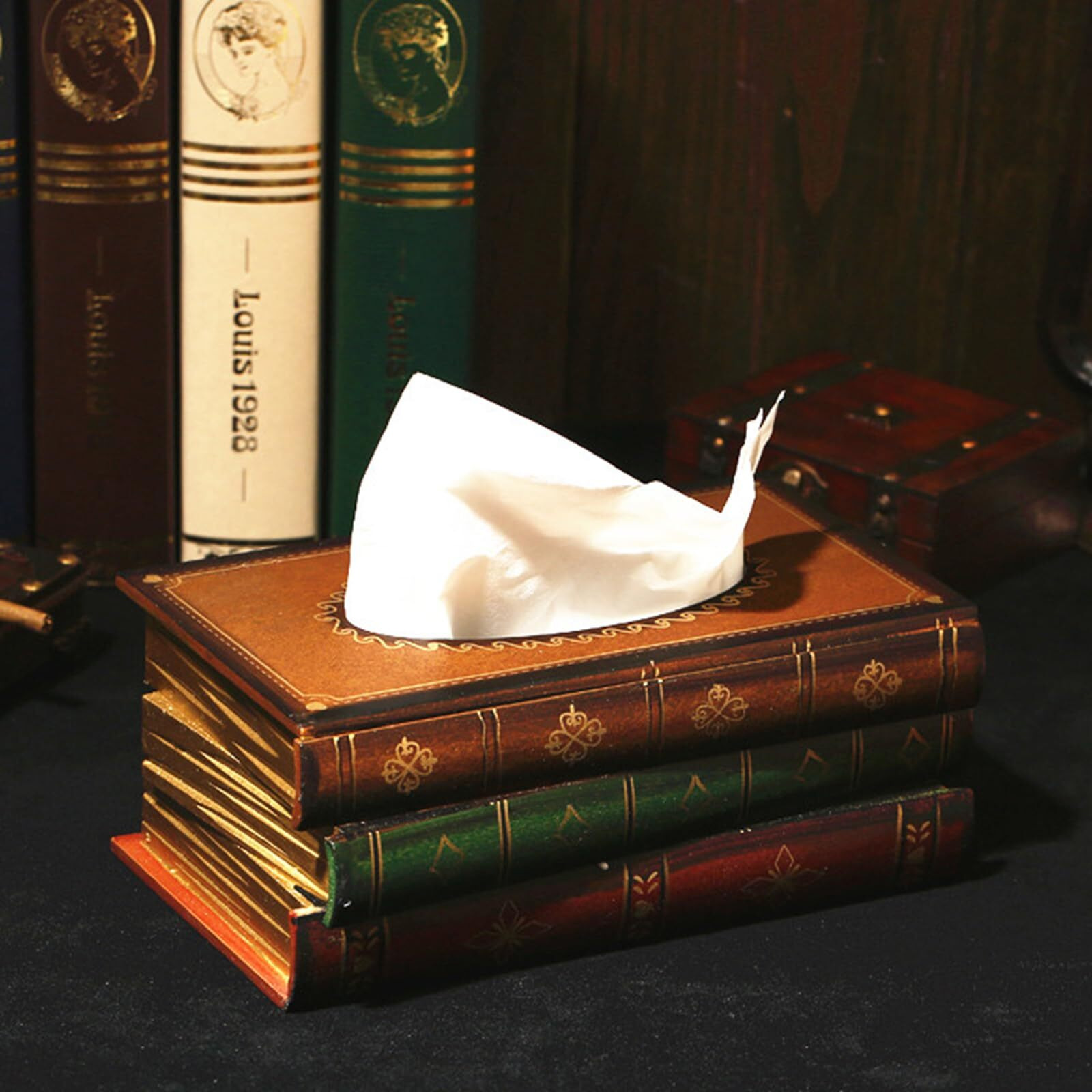 Tosnail Elegant Wooden Antique Book Tissue Holder Dispenser/Novelty Napkin Holder