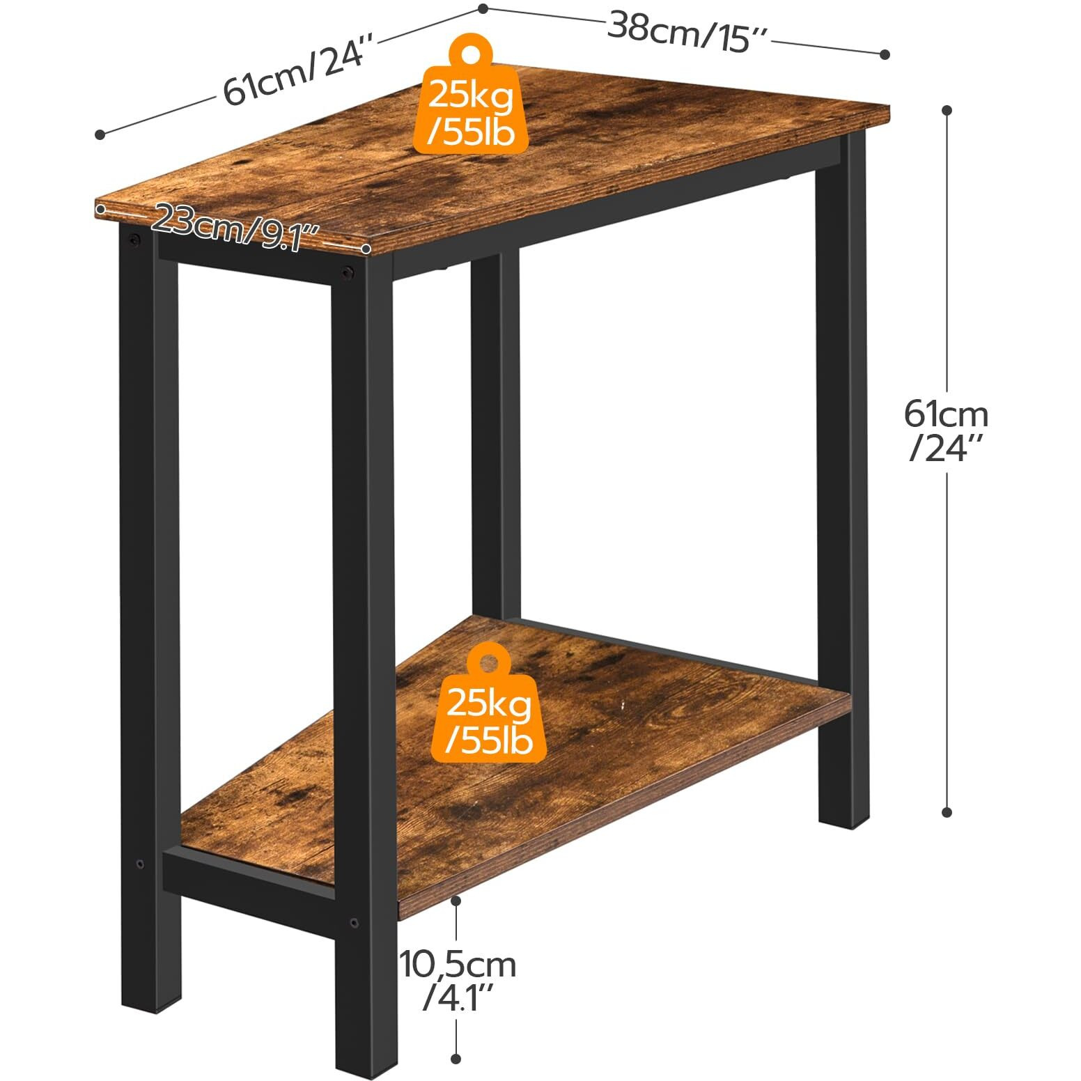 Hoobro Wedge End Table  Recliner Wedge Side Table With Storage  Industrial Triangle Accent Table For Small Space  Corner  Living Room  Apartment  Rustic Brown Bf64Bz01G1