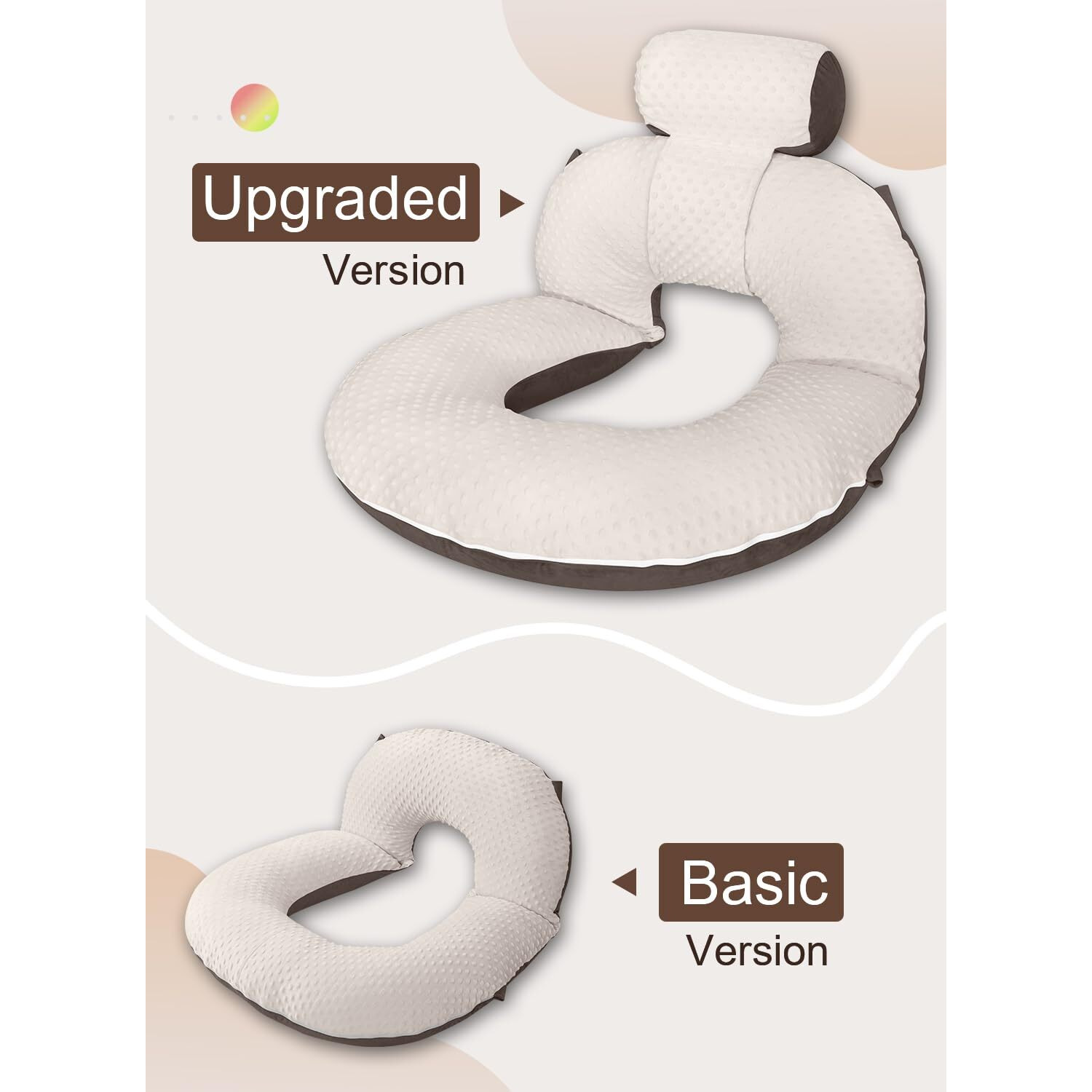 Insen Reading Pillow  Back Pillow For Sitting In Bed For Reading  Nurse & Relax  Reading Pillow For Adults  Moms & Kids  Sit Up Pillow For Bed (Upgrade-Dot Velvet-Brown  Upgrade)