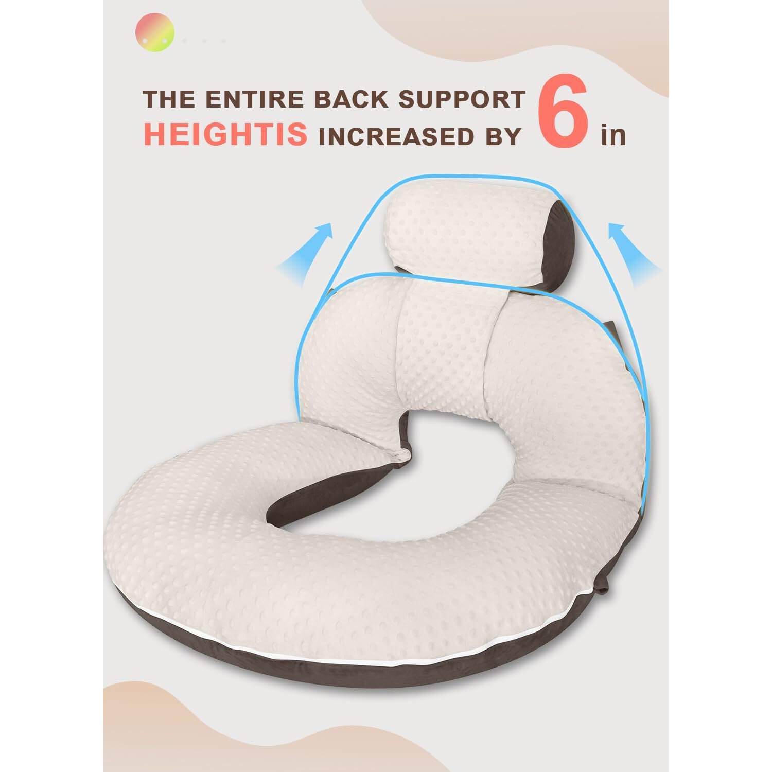 Insen Reading Pillow  Back Pillow For Sitting In Bed For Reading  Nurse & Relax  Reading Pillow For Adults  Moms & Kids  Sit Up Pillow For Bed (Upgrade-Dot Velvet-Brown  Upgrade)