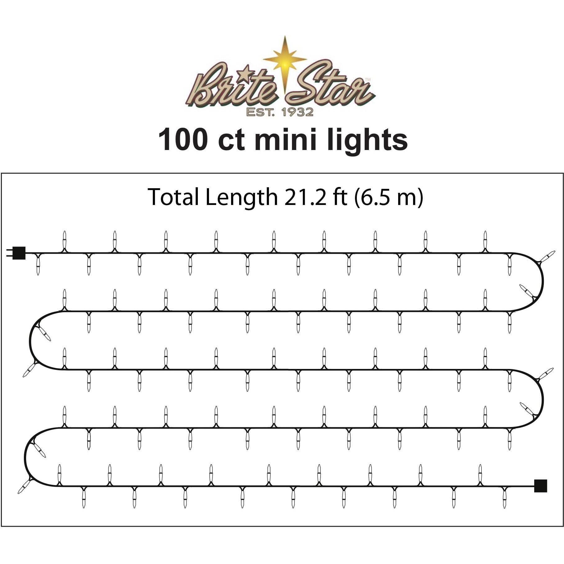 Brite Star 100 Count Mini String Christmas Lights  Blue - 22 Feet Indoor/Outdoor Christmas Tree Lights With White Wire