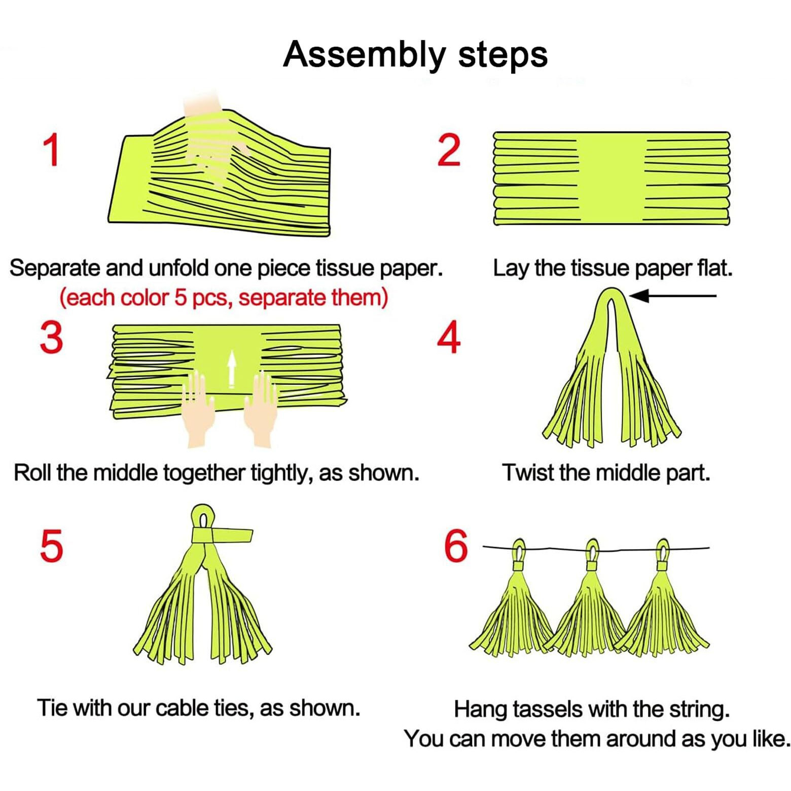 Rose Red Pink And Orange Tassel Garland Banner Paper Tassels For Party Decorations Pack Of 15