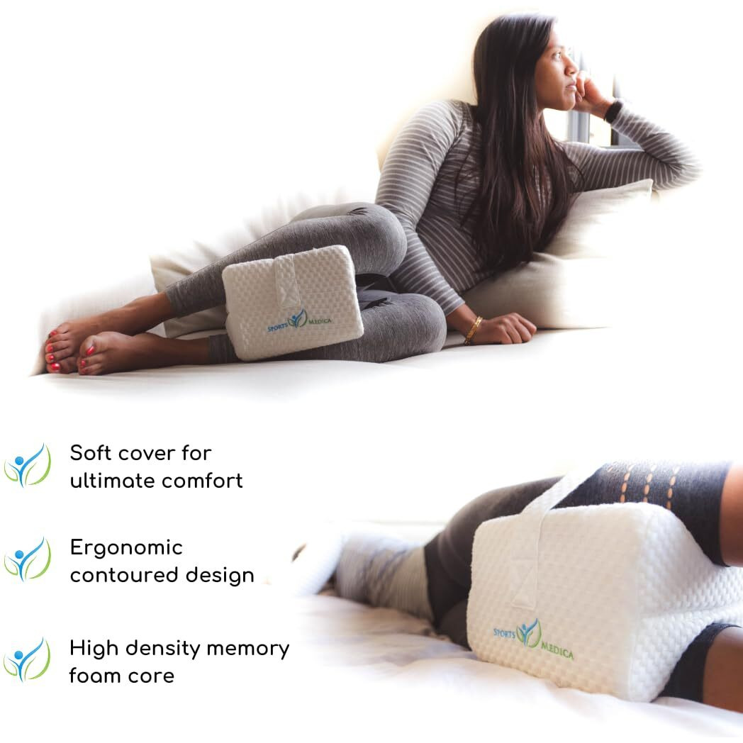 Doctor Developed Knee Pillow For Side Sleepers - Memory Foam Leg Side Sleeper  Sciatica Pain & Back Pain Relief - Leg Pillow With Strap To Support Spine Alignment - Orthopedic Hip Cushion