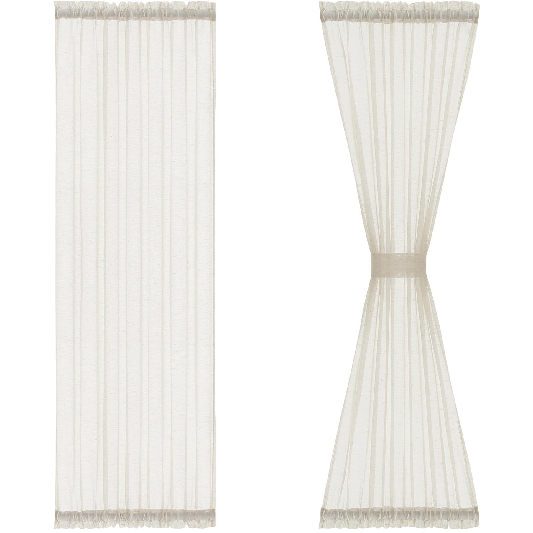 Fmfunctex Linen Sidelight French Door Curtains 72 Inches Long Flax Linen Sheer Door Panels Privacy Side Door Curtains Including Tiebacks For Sliding Glass Door Patio Door Windows  Natural 2 Panels