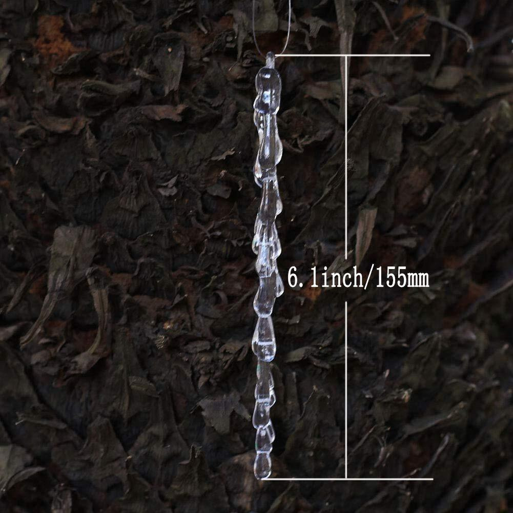 Tobeit 6.1Inch Chrismtas Tree Icicles 24 Pcs Acrylic Icicles Ornament Set For Chrismtas Decoration(24 Icicle-6.1Inch)