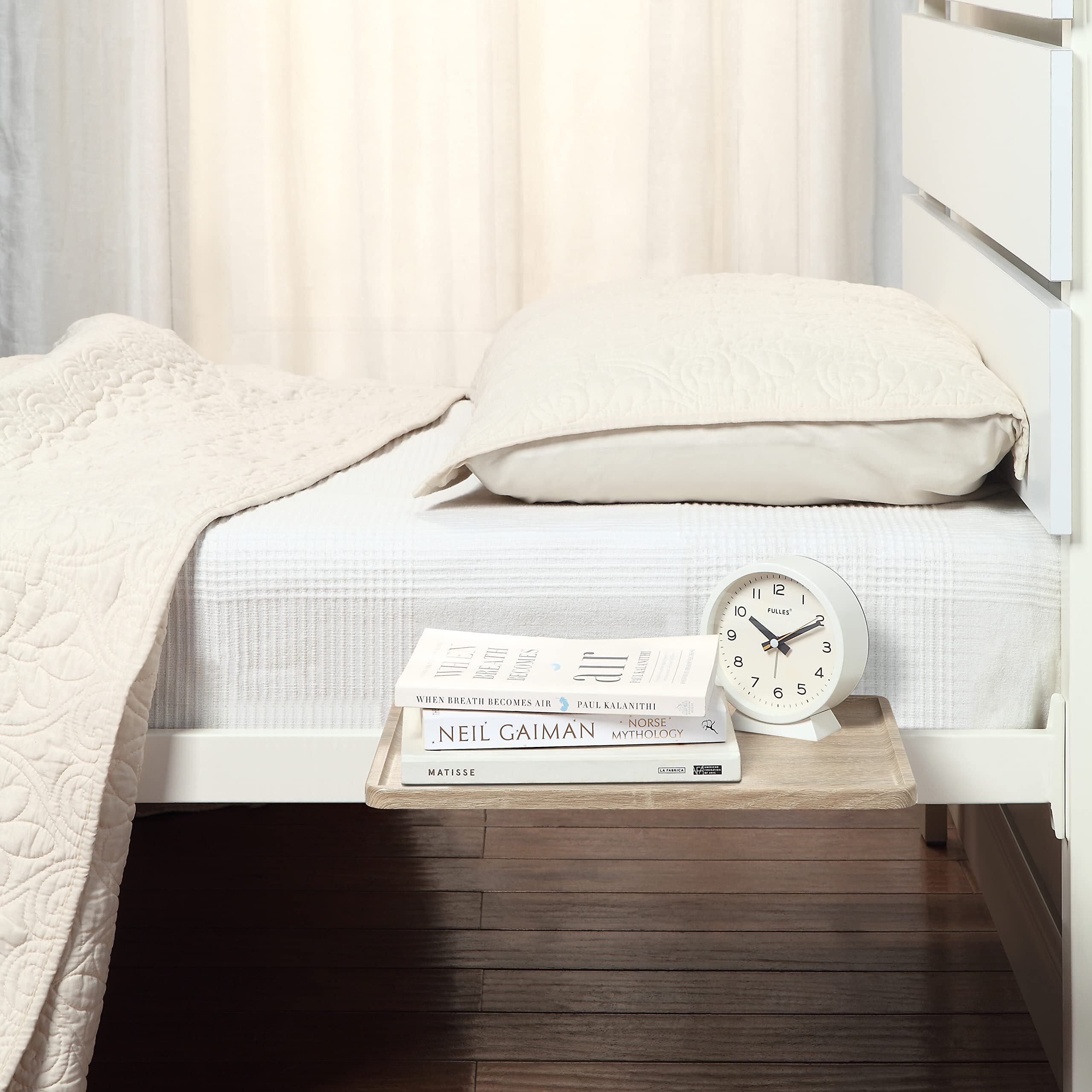 Sunnypoint Bedside Shelf  Office Divider Shelf Clamp On Shelf For Bunk Bed  Lofts & Bed Frame. (Standard - 13.78"" X 9.84"" X 2.21""  Natural Wood)