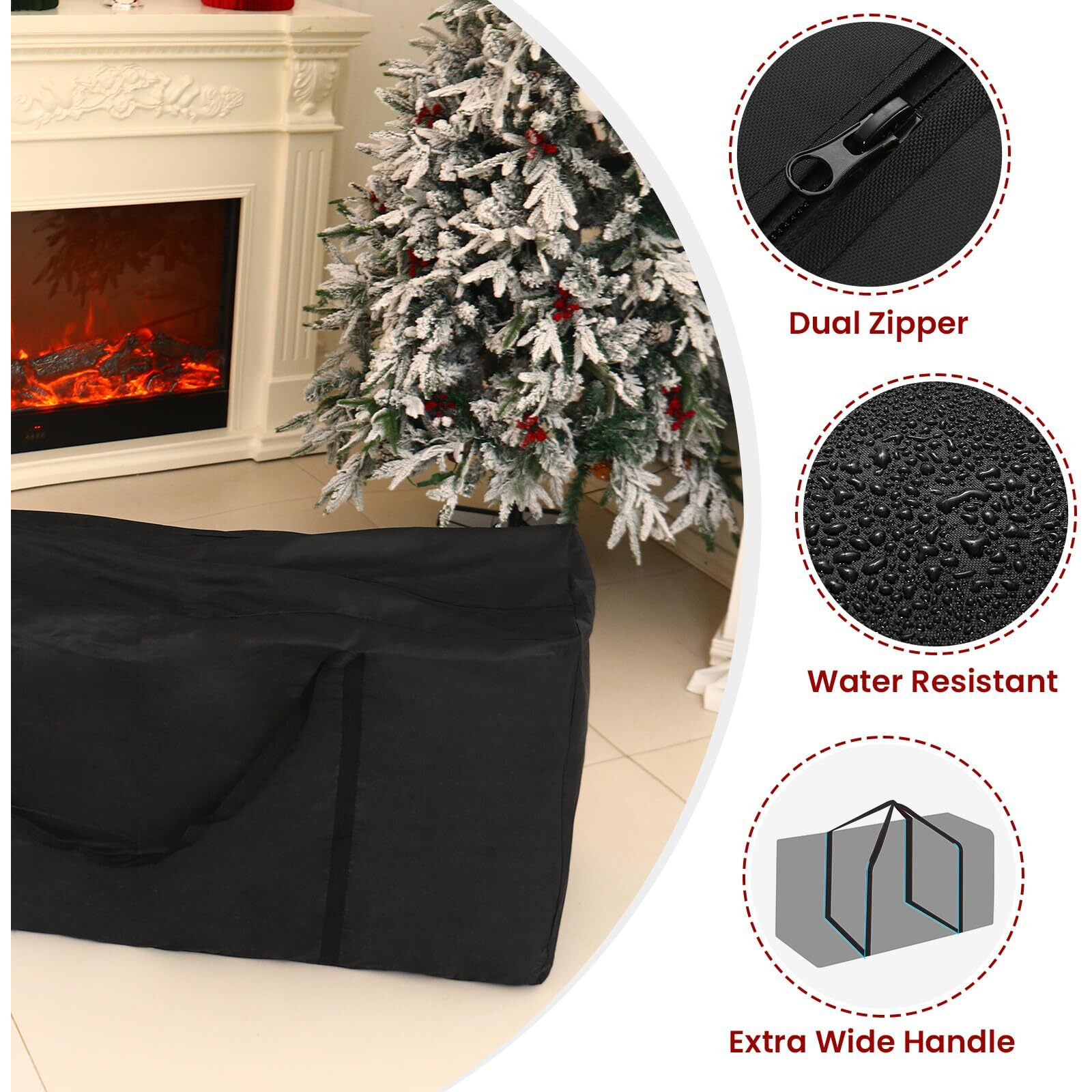 Christmas Tree Storage Bag  Fits Up To 12 Ft Artificial Trees  Extra Large Heavy-Duty Waterproof Storage Bags With Reinforced Handles & Dual Zippers For Trees Holiday Decorations Cushion Furniture