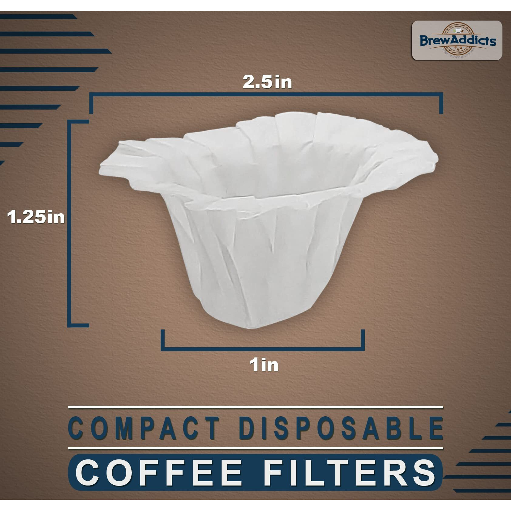 Brew Addicts 600 Paper Coffee Single-Use Filters  For Keurig Brewers And Compatible With K-Cup Pods 1.0 & 2.0 Models  White Compact Design