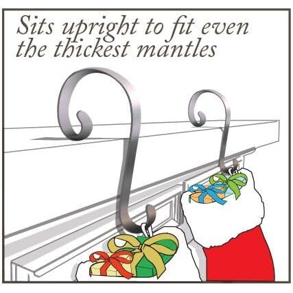 Haute Decor Stocking Scrolls Stocking Hanger- 4 Pack Embossed Holly (Oil-Rubbed Bronze)