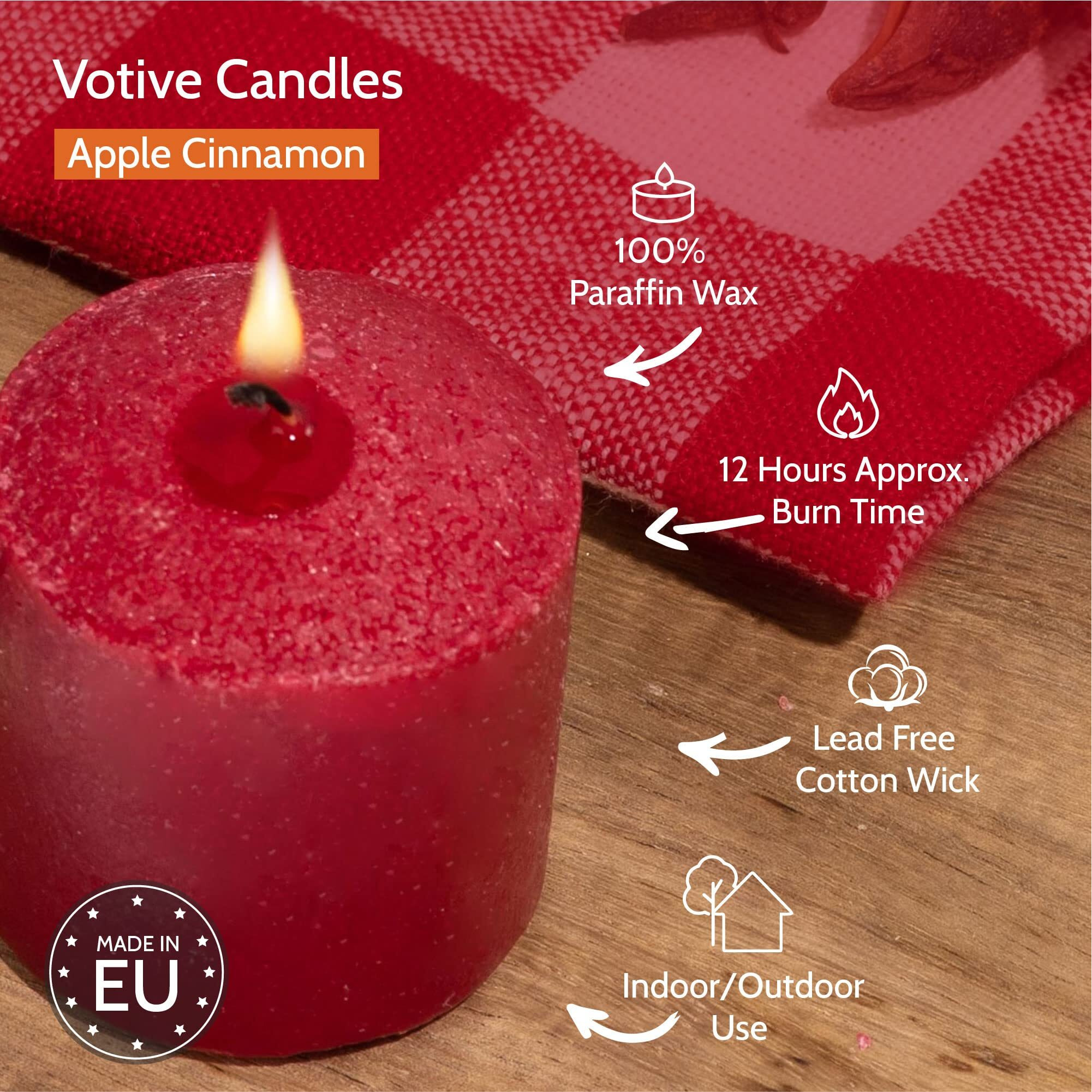 Hyoola Scented Votive Candles - Apple Cinnamon Votive Candles -12 Hour Burn Time - 9 Pack - European Made