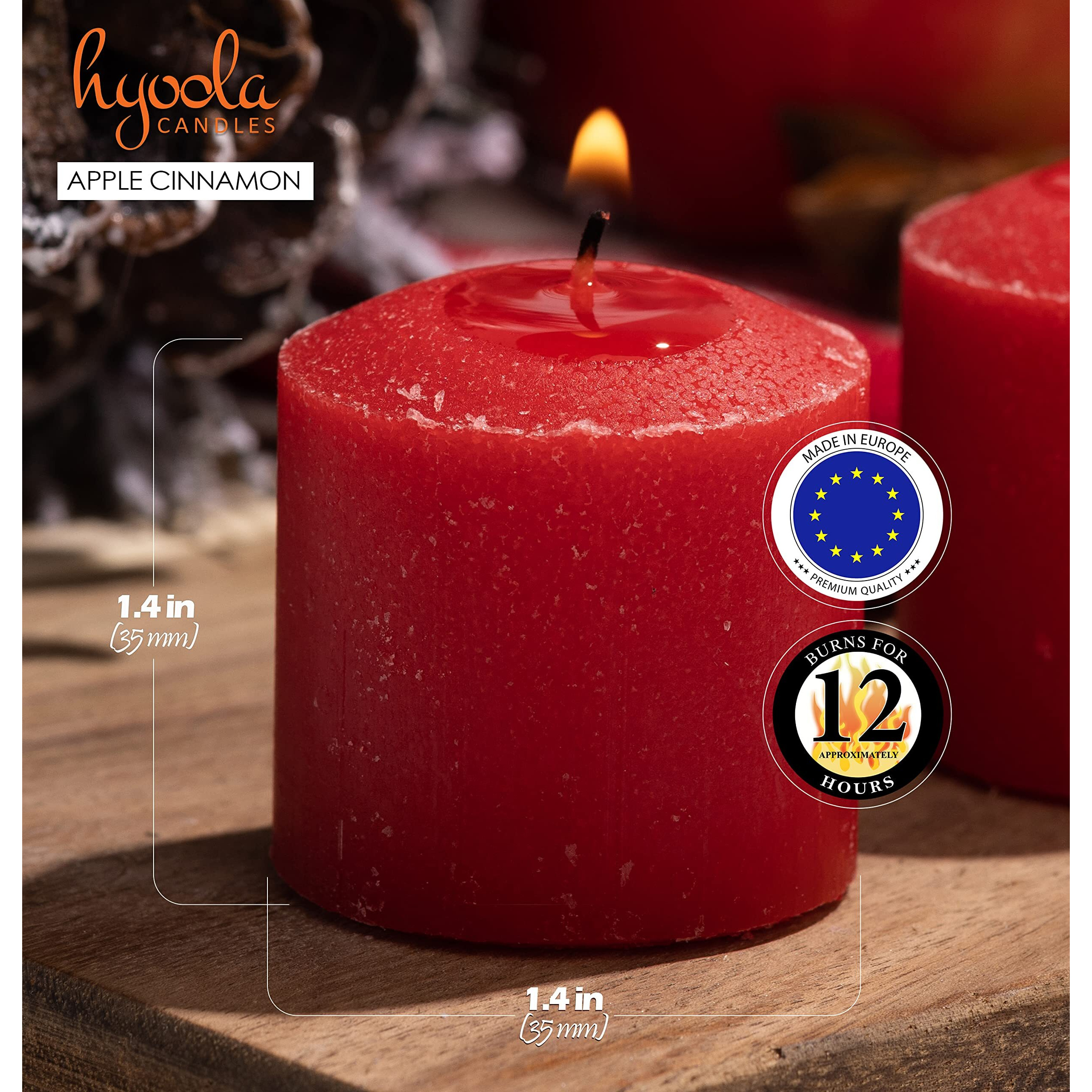 Hyoola Scented Votive Candles - Apple Cinnamon Votive Candles -12 Hour Burn Time - 9 Pack - European Made