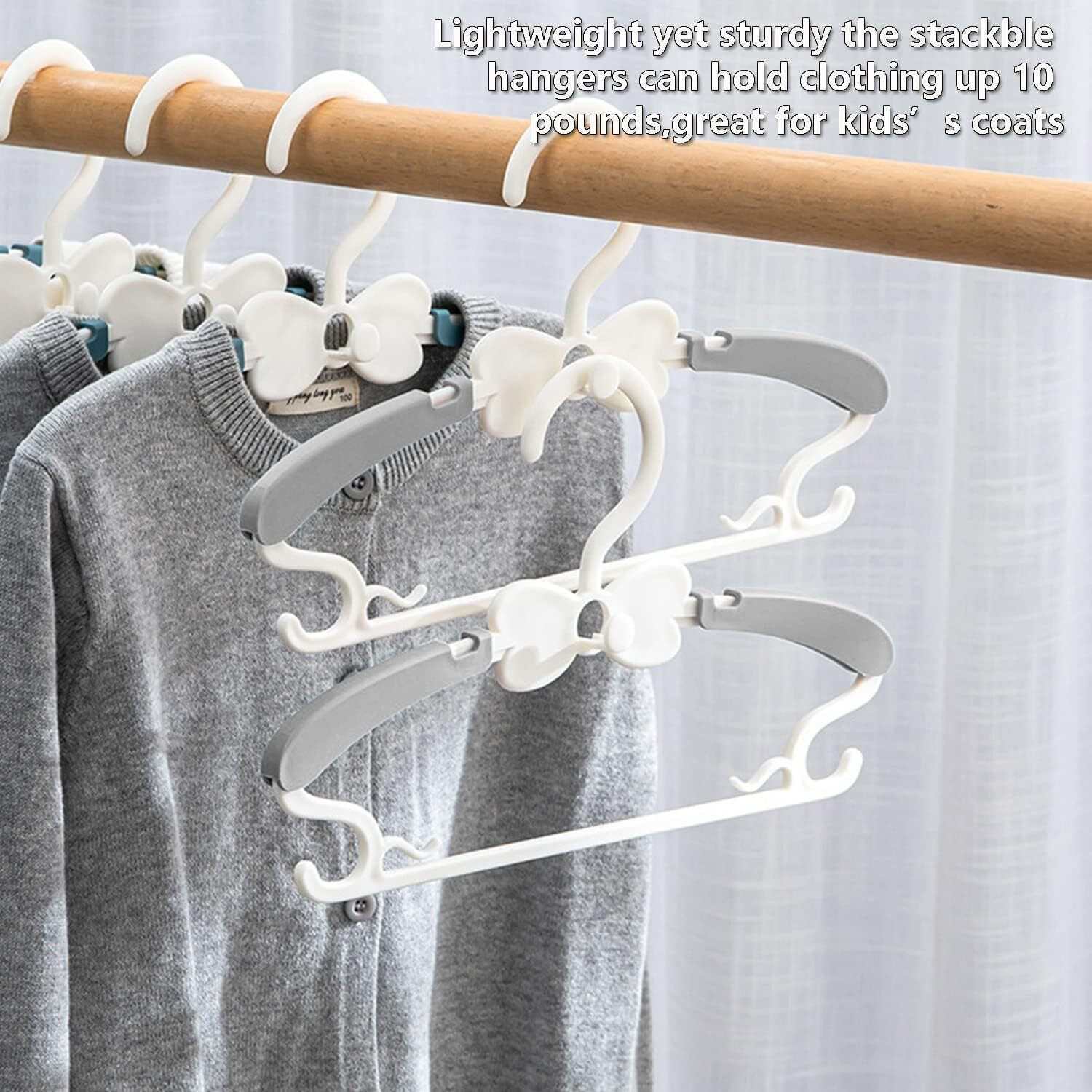 Kids Hangers For Closet - 50 Pack Baby Clothes Hangers Adjustable Baby & Kids Hangers For Nursery Cascading Plastic Childrens Hangers & Infant Hangers For Closet- Space Saving