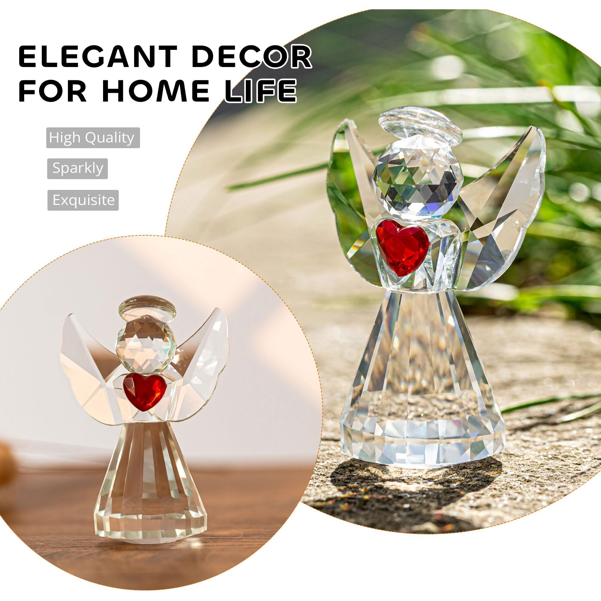 Hdcrystalgifts Crystal Guardian Angel Figurine Art Glass Angel Statues Gifts For Women Home Table Paperweight Decoration Ornament Collectible Clear