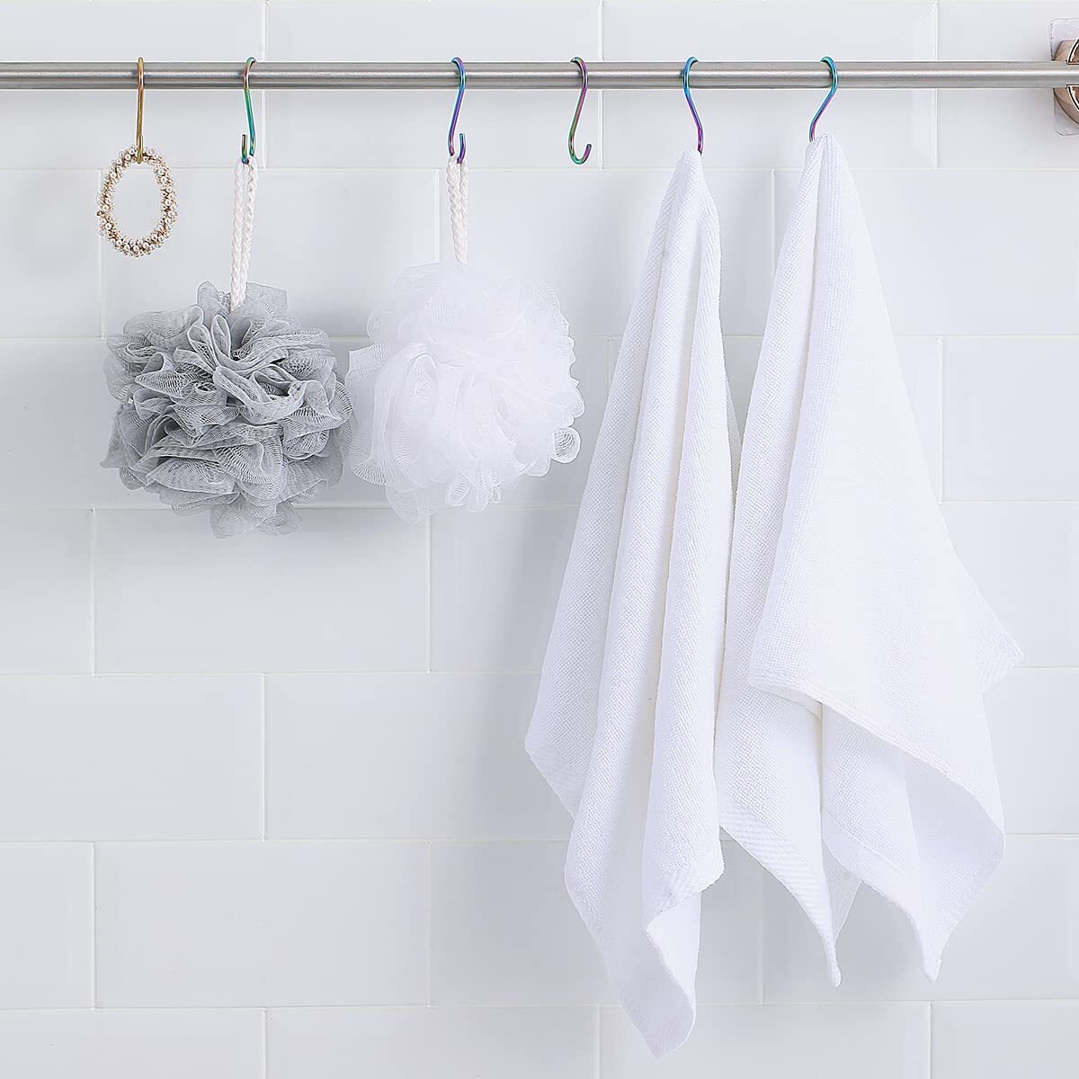 Evanda Rainbow S Hooks For Hanging Pack Of 30  Heavy Duty Stainless Steel Titainium Plating Metal Mutil Purpose Hanger For Kitchen Pans  Pots  Utensils Tooks  Cups  Mugs  Clothes  Bags  Towels  Plants