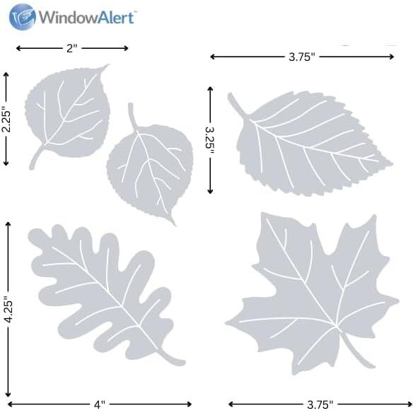 Windowalert Leaf Medley Anti-Collision Decal 4 Pack - Uv-Reflective Window Decal To Protect Wild Birds From Glass Collisions - Made In The Usa