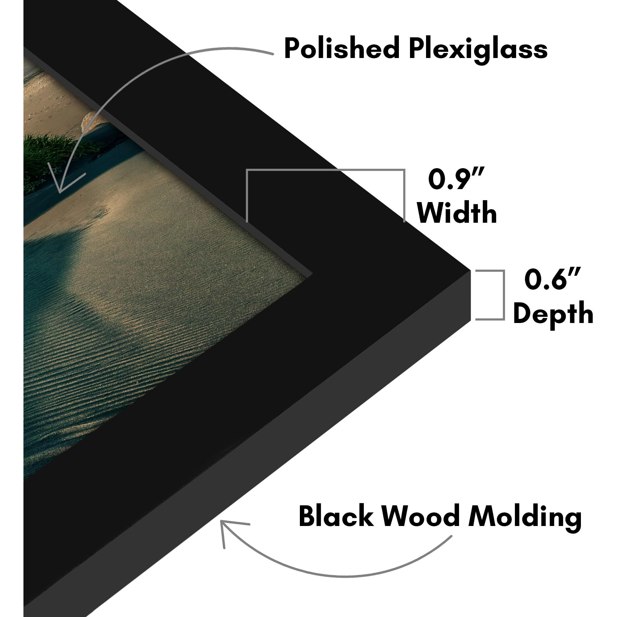 Americanflat 12X28 Picture Frame With Polished Plexiglass - Gallery Style Frame With Engineered Wood - Signature Collection - Photo Frame For Wall Display - Black