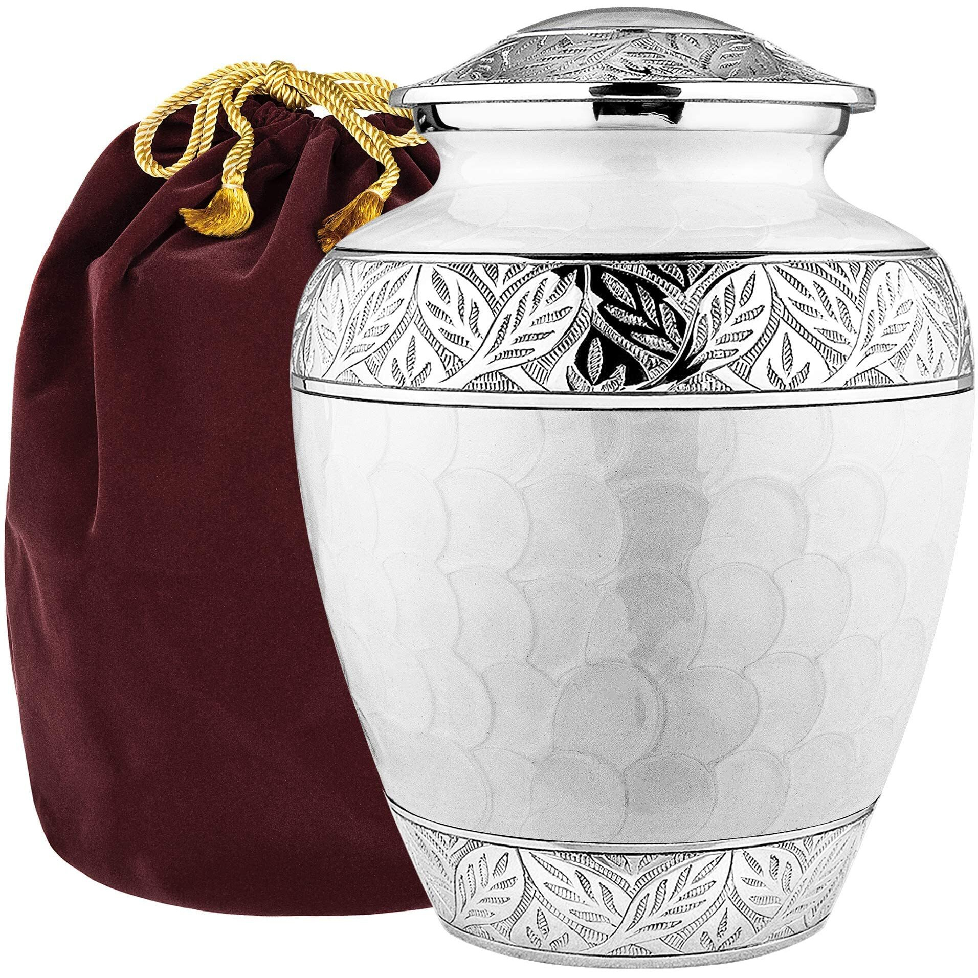 Trupoint Memorials Cremation Urns For Human Ashes - Decorative Urns  Urns For Human Ashes Female & Male  Urns For Ashes Adult Female  Funeral Urns - White  Large