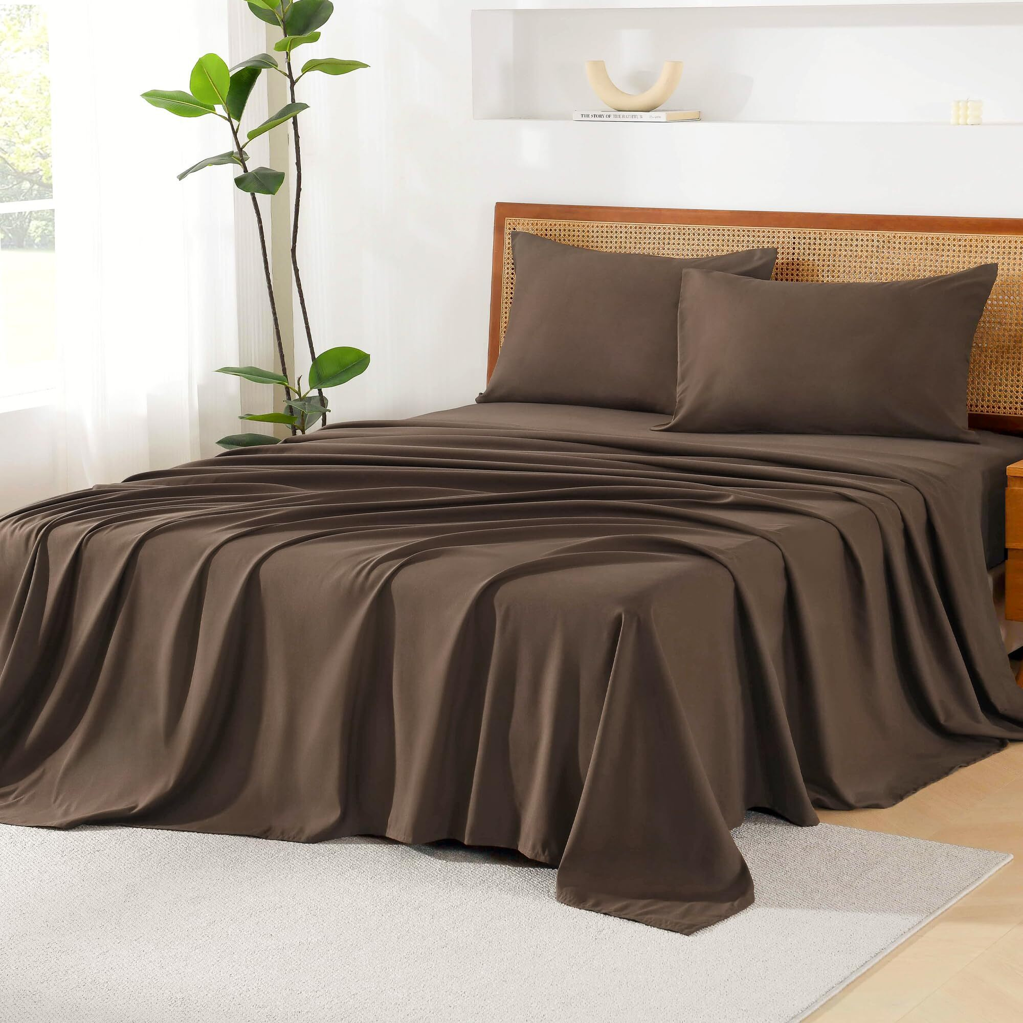 Litanika King Size Comforter Set With Sheets Brown - 7 Pieces Bed In A Bag King Chevron Tufted Complete Beddding Sets With Comforter  Sheets  Pillowcases & Shams