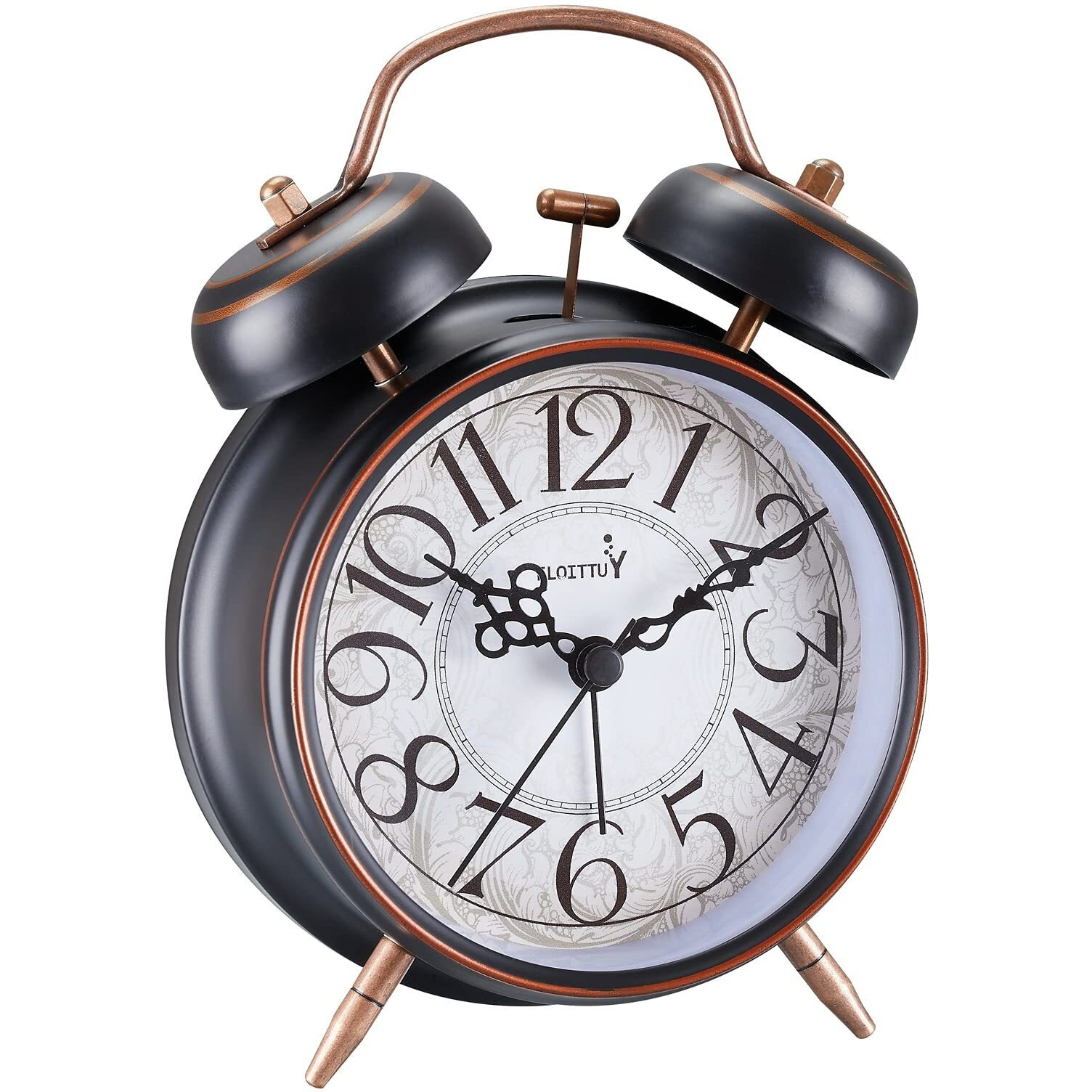 Floittuy Loud Alarm For Deep Sleepers 4'' Retro Twin Bell Alarm Clock With Backlight For Bedroom And Home Decoration(Retro Black)