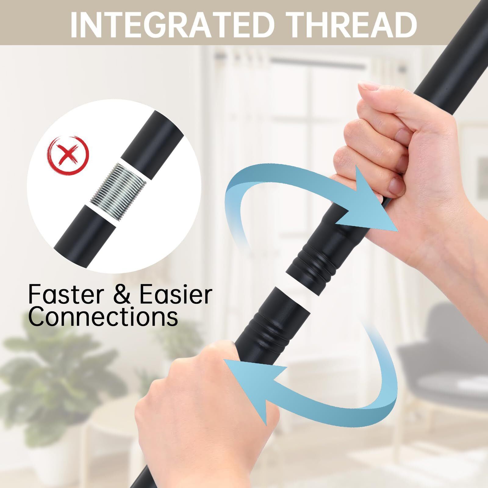 Briofox Shower Curtain Rod Adjustable 18-64 Inch  Stainless Steel Spring Tension Shower Rod No Drilling Non Slip  Matte Black