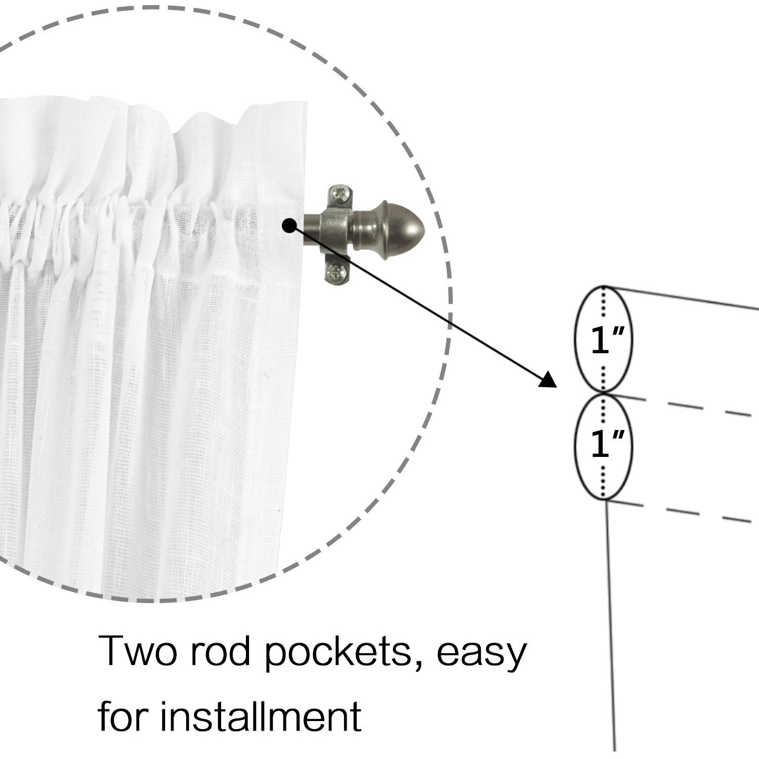 H.Versailtex Linen French Door Curtains Privacy Light Reducing Door Curtain With Tieback | Rod Pocket Curtain 1 Panel For Glass Door Feature Open Weave Textured Linen - 52"&quotW X 72"&quotL - White