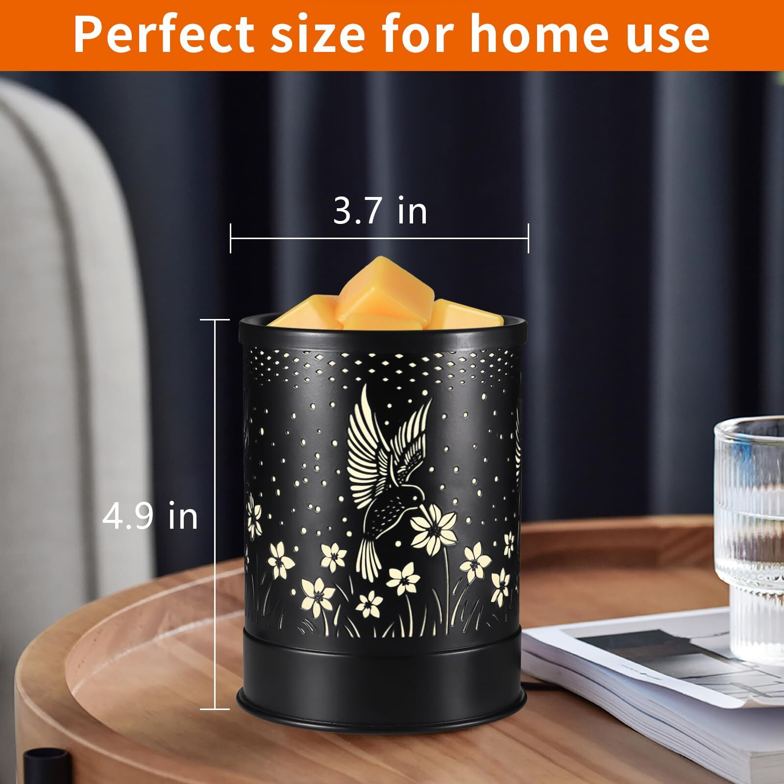 Nawaza Hummingbird Metal Wax Melts Warmer  2-In-1 Electric Fragrance Candle Wax Melter And Wax Cubes Aromatherapy Essential Oil Burner With Led Light For Home Office Room Bedroom And Home DCor