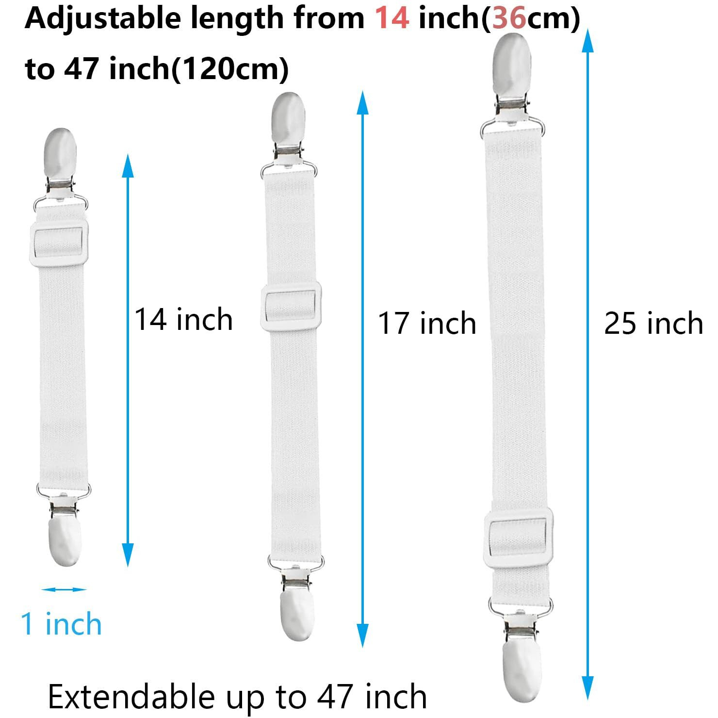10 Pcs Adjustable Bed Sheet Straps Bed Sheet Clips  Elastic Bed Fitted Sheet Holder Fitted Sheet Straps Clips Sheet Fastener Suspenders To Hold Sheet  Mattress Covers Sofa Cushion Table Clothing White