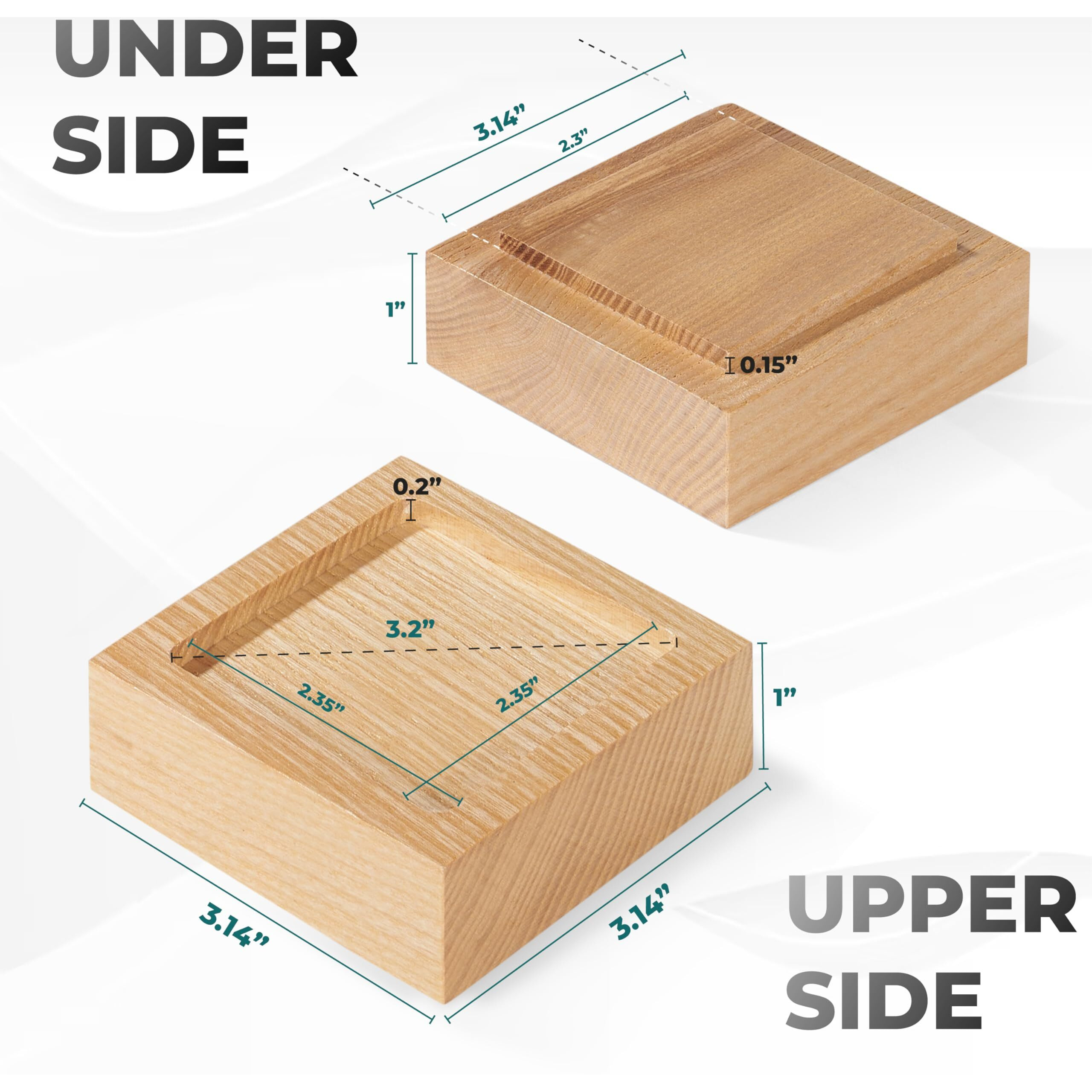 Bed Risers  Furniture Risers (Set Of 8-Height 1"") Can Be Adjusted To 2'' 3''Or 4''  Lifts Furniture Risers  Solid Natural Wood Risers  Non-Slip Recessed Hole (Square-Natural Color)
