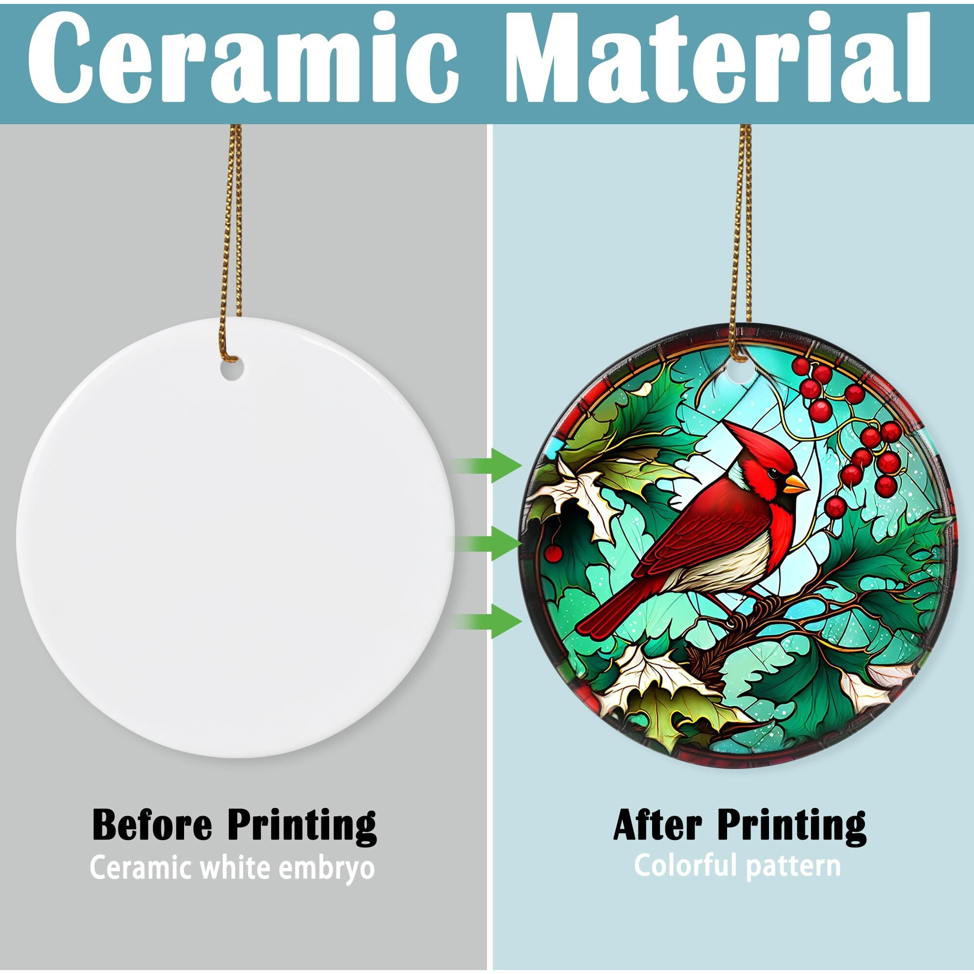 Touber Cardinal Ornament  Christmas Decoration  Holiday Present Idea  Heirloom Keepsake  Round Ceramic  Bauble Present  Cardinal
