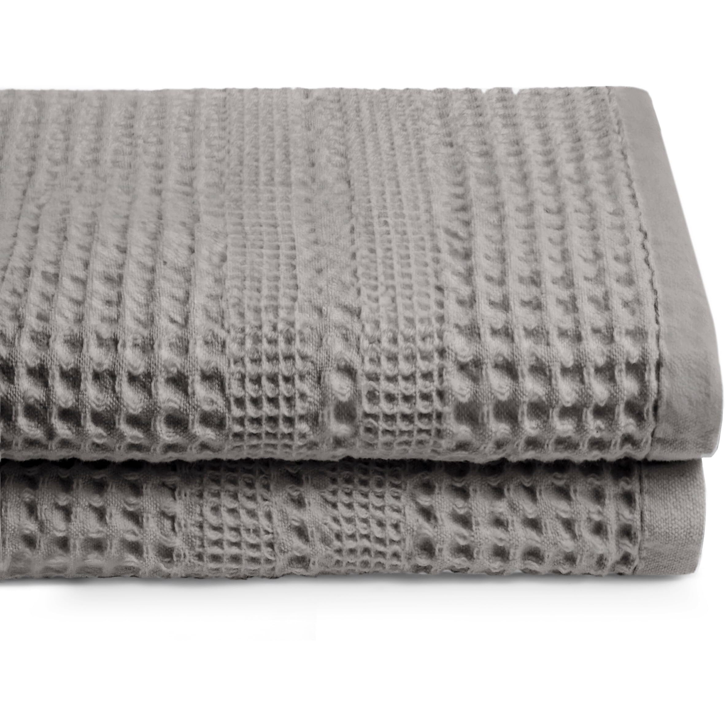 Gilden Tree Waffle Towels For Bathroom  100% Cotton Quick Dry Towel  Waffle Bath Towels Large  Absorbent Lightweight Travel Towel  Bath Towels Set Of 2  Classic Style (Pewter)