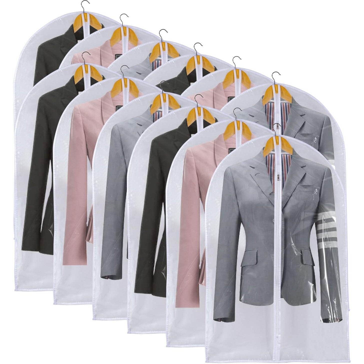 Clear Garment Bags For Hanging Clothes  36"" Women Suit Bags  Plastic Garment Bags For Closet Storage  Suit Cover Bags With Zipper For Short Coats  Jackets  Shirts 24"&quotX36""/ 12 Pack