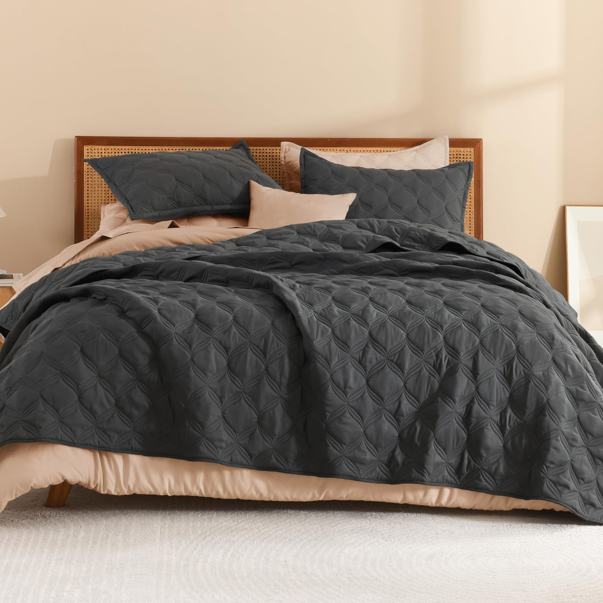 Litanika Oversized King Quilt Bedding Set 120X120Inch Super King Ivory Comforter Bedspreads Lightweight Bed Coverlets Boho Bedding Cover Decor All Season  3 Pieces (1 Quilt  2 Pillowcases)