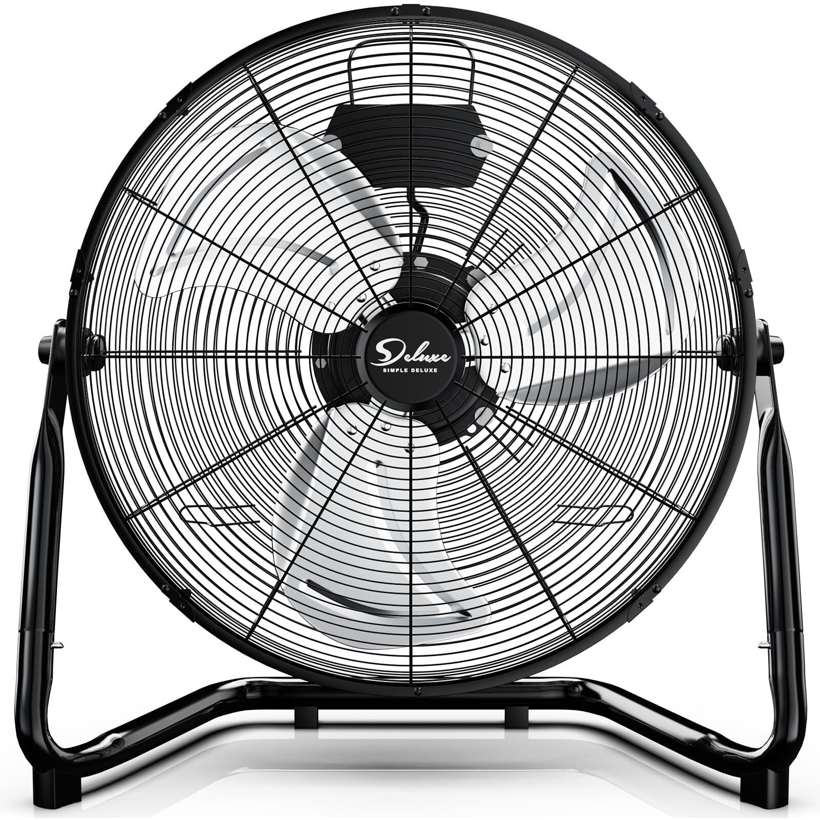 Simple Deluxe 20 Inch 3-Speed High Velocity Heavy Duty Metal Industrial Floor Fans   Black  20""