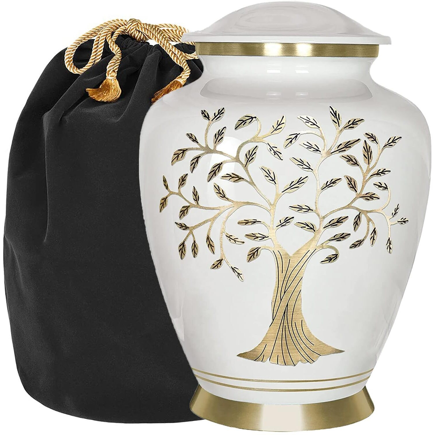 Trupoint Memorials Cremation Urns For Human Ashes - Decorative Urns  Urns For Human Ashes Female & Male  Urns For Ashes Adult Female  Funeral Urns - White  Large
