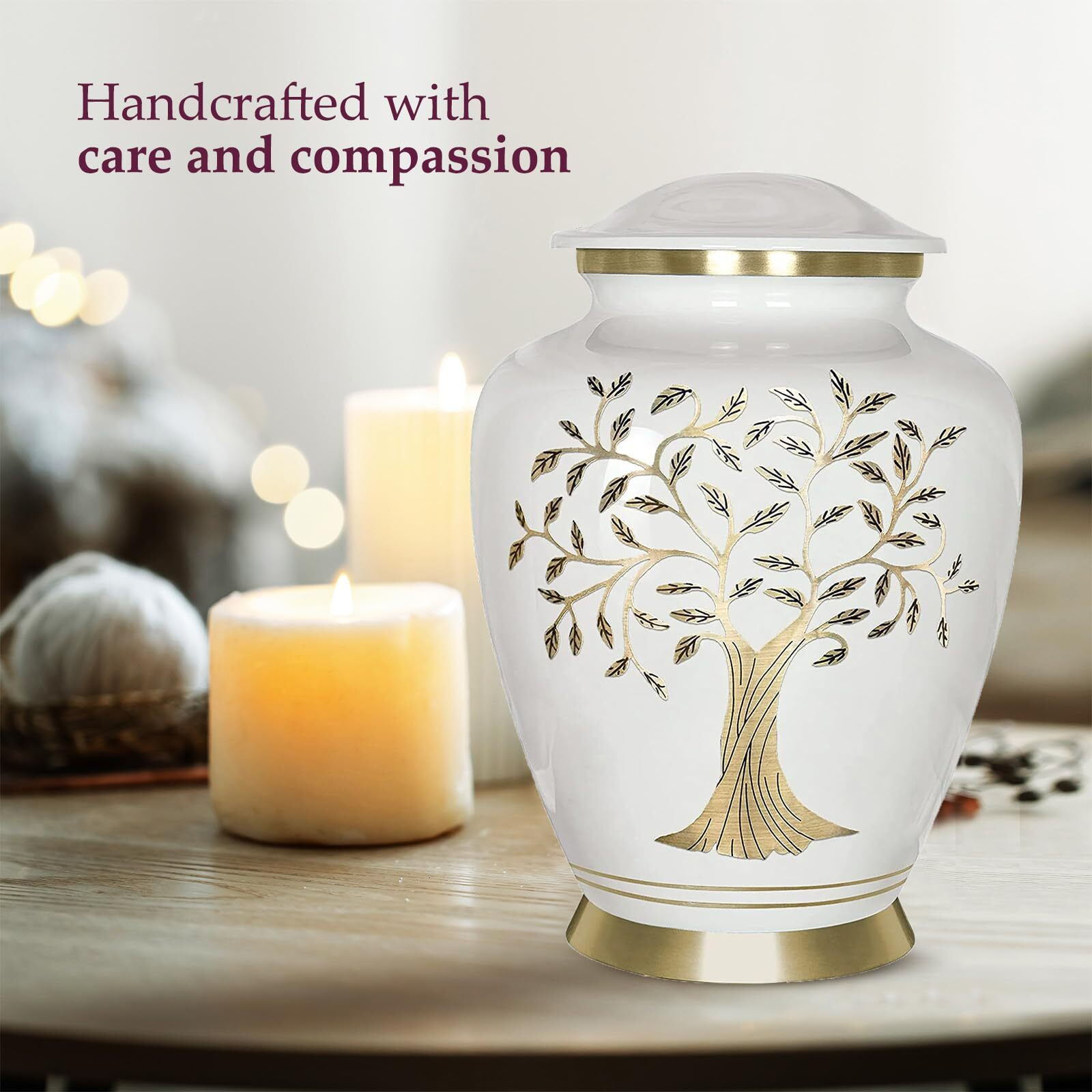 Trupoint Memorials Cremation Urns For Human Ashes - Decorative Urns  Urns For Human Ashes Female & Male  Urns For Ashes Adult Female  Funeral Urns - White  Large