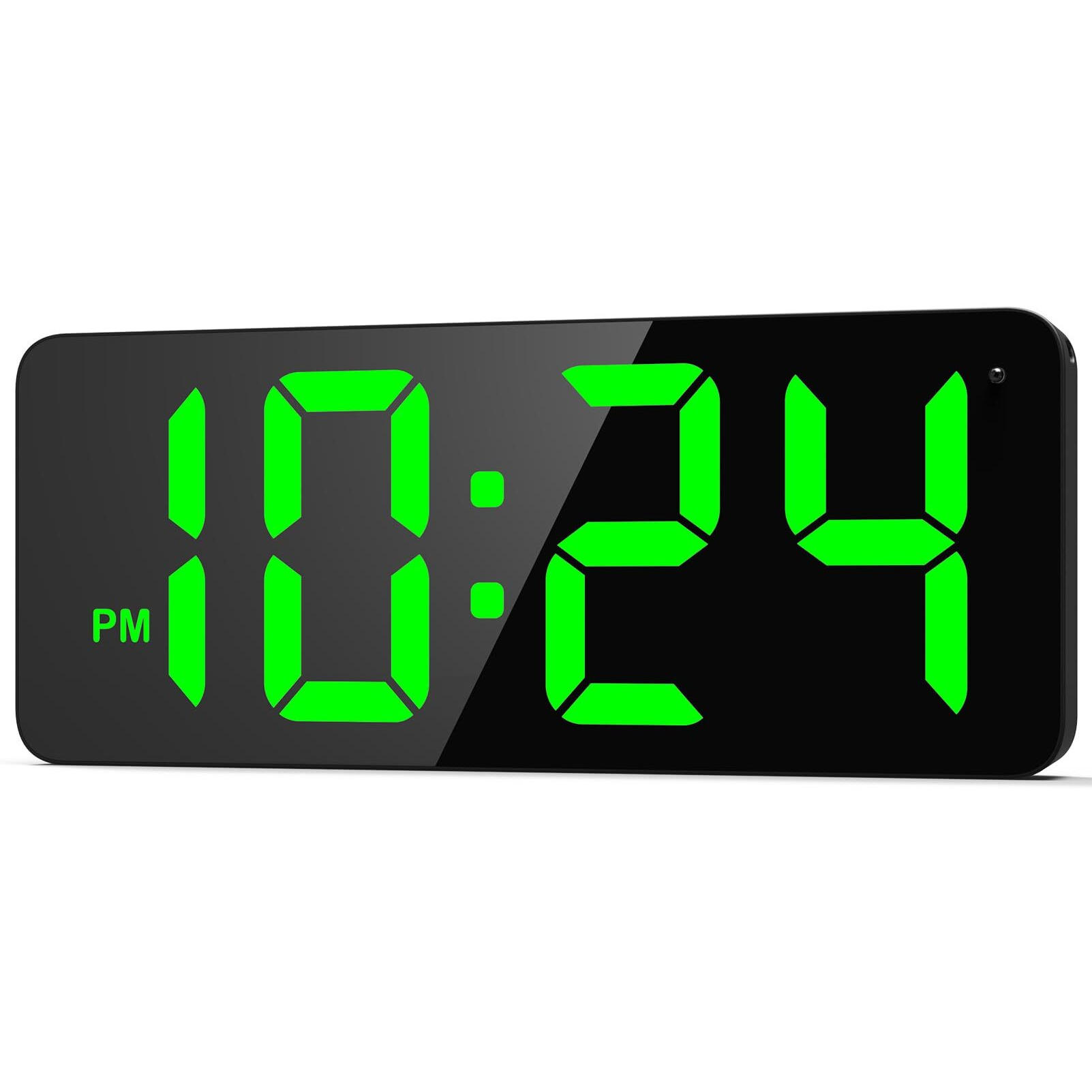 Led Digital Wall Clock With Large Display  Big Digits  Auto-Brightness  12/24Hr Format  Modern Electric Small Silent Wall Clock For Living Room  Bedroom  Classroom  Farmhouse  Kitchen  Office - Green