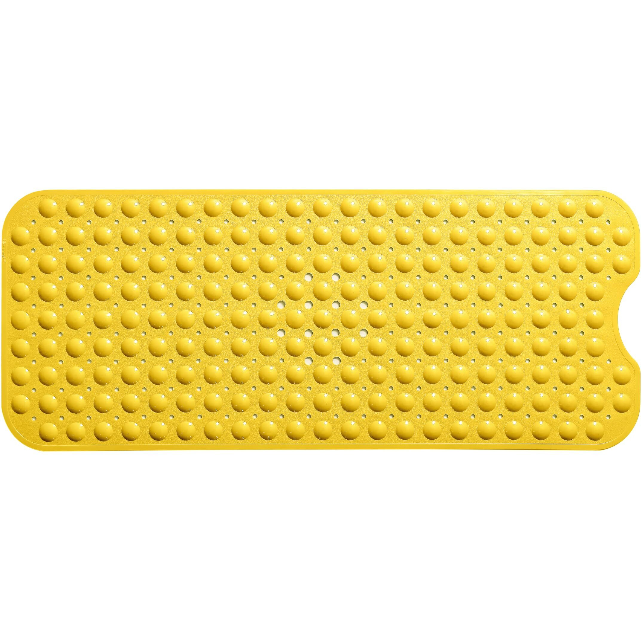 Tike Smart Extra-Long Non-Slip Bathtub & Shower Mat 39 X16  (Smooth/Non-Textured Tubs Only) Safe  Clean  Machine-Washable  Superior Grip&Drainage  Vinyl  Opaque Yellow